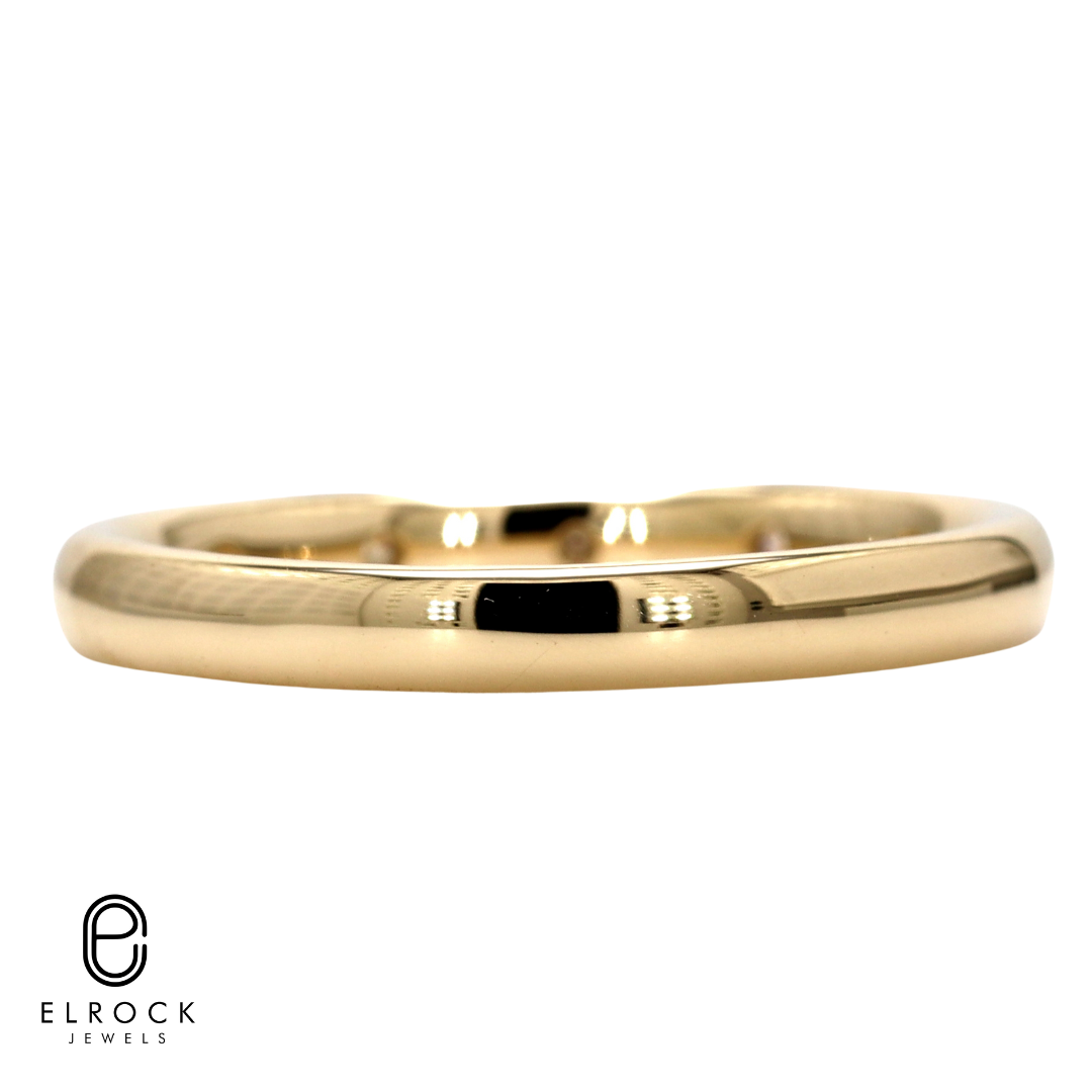 14k Gold Flush Set Lab Grown Band, Real Gold Wedding Ring for Women