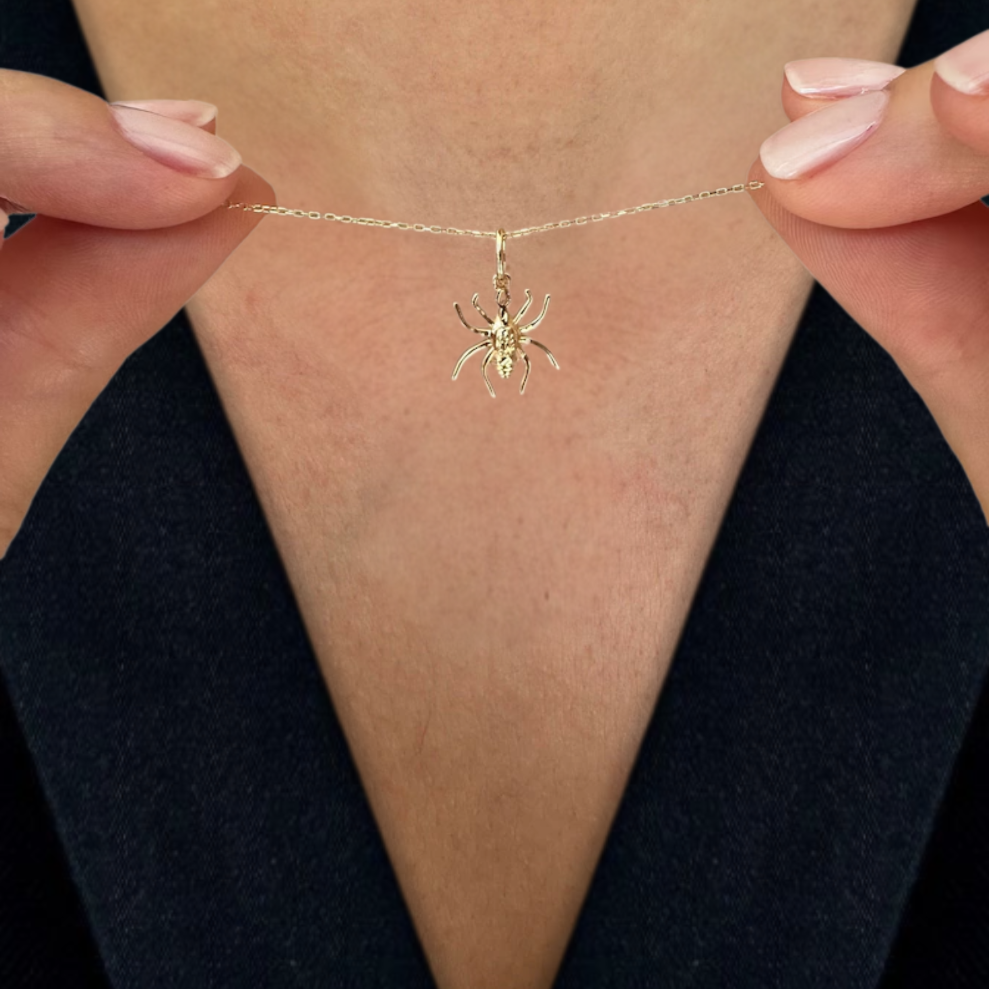 14K Gold Spider Tarantula Necklace Halloween Jewlery