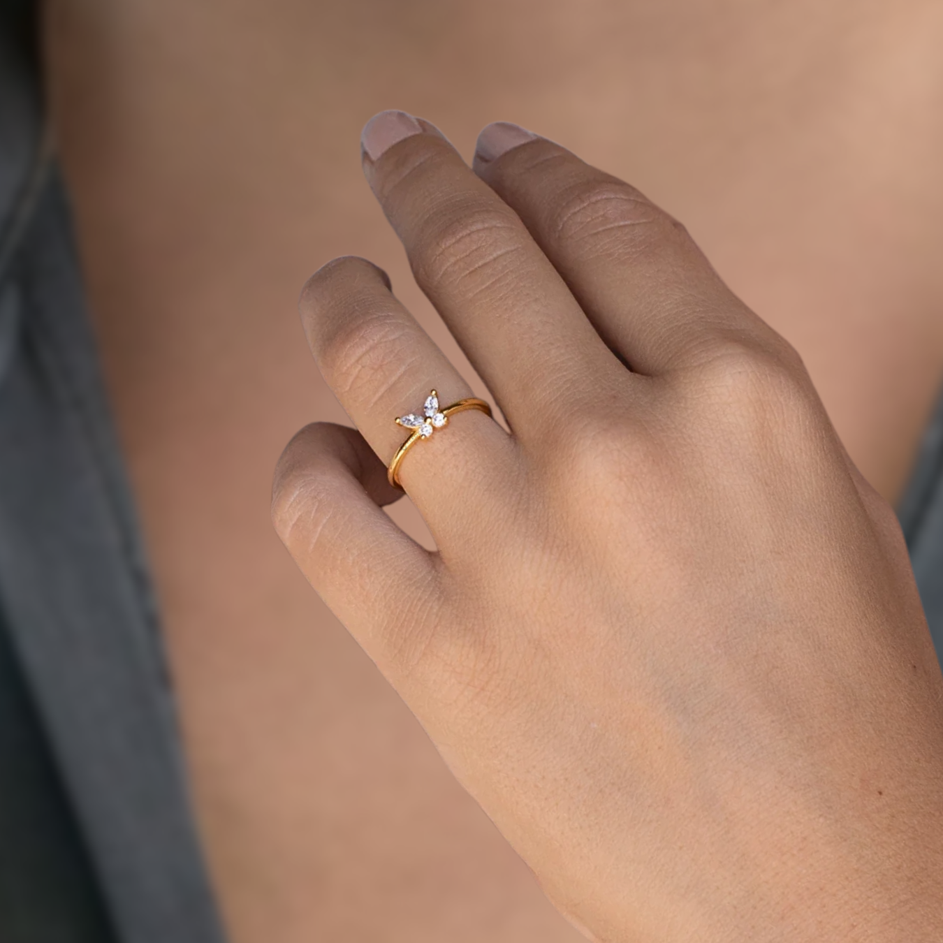 14K Gold 0.50 TCW Dainty Butterfly Ring