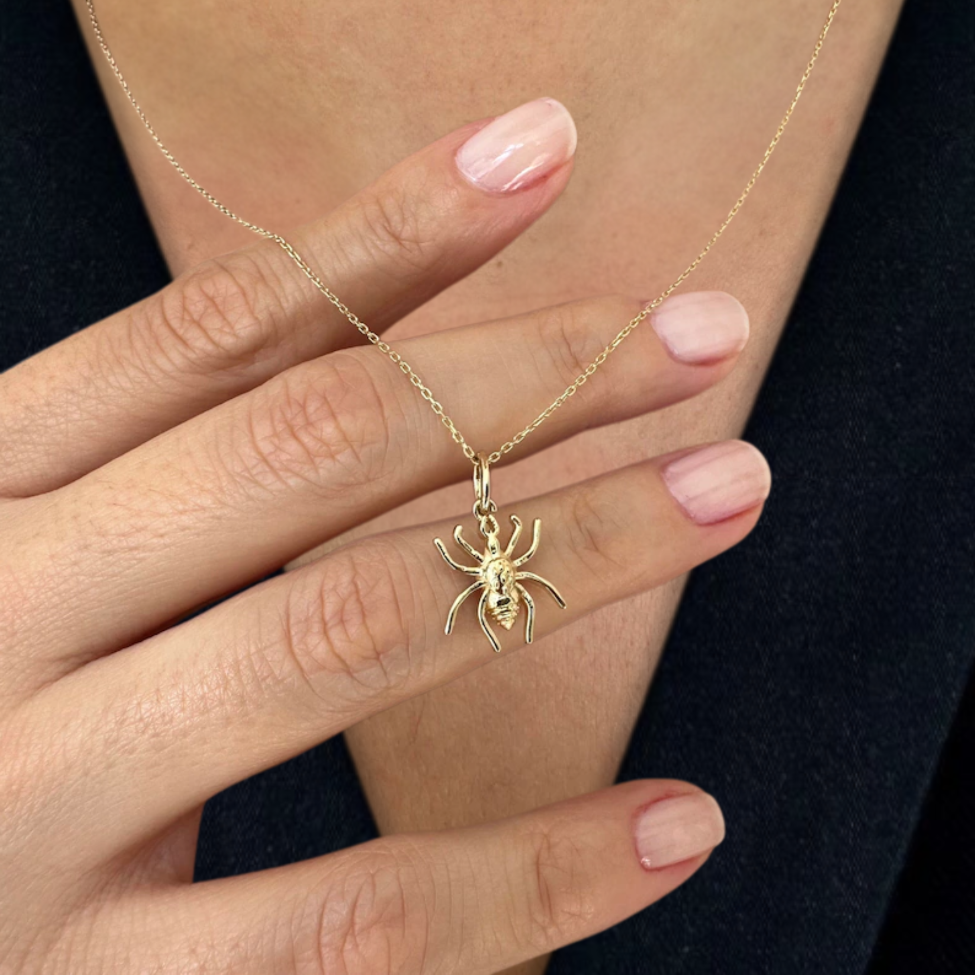 14K Gold Spider Tarantula Necklace Halloween Jewlery