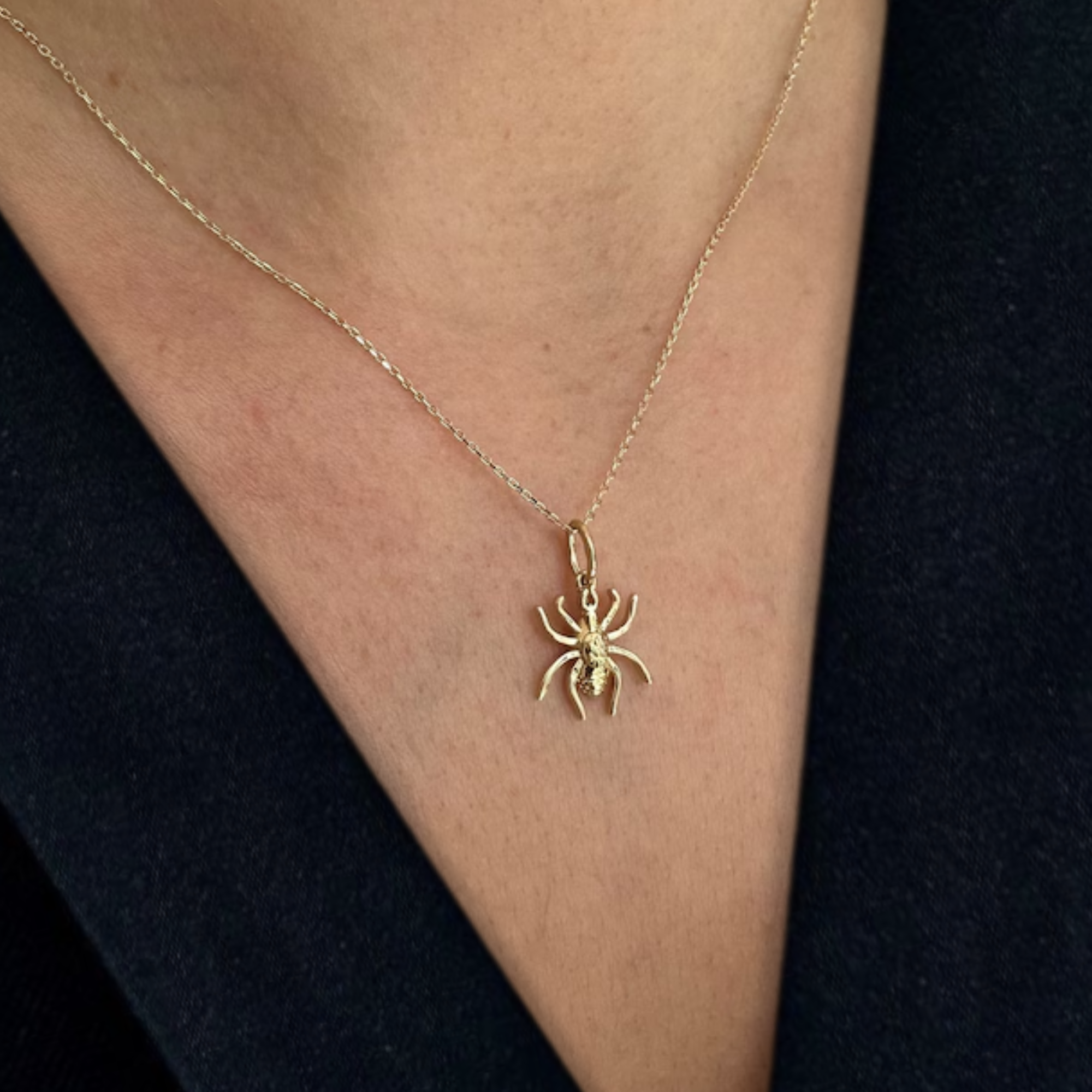 14K Gold Spider Tarantula Necklace Halloween Jewlery