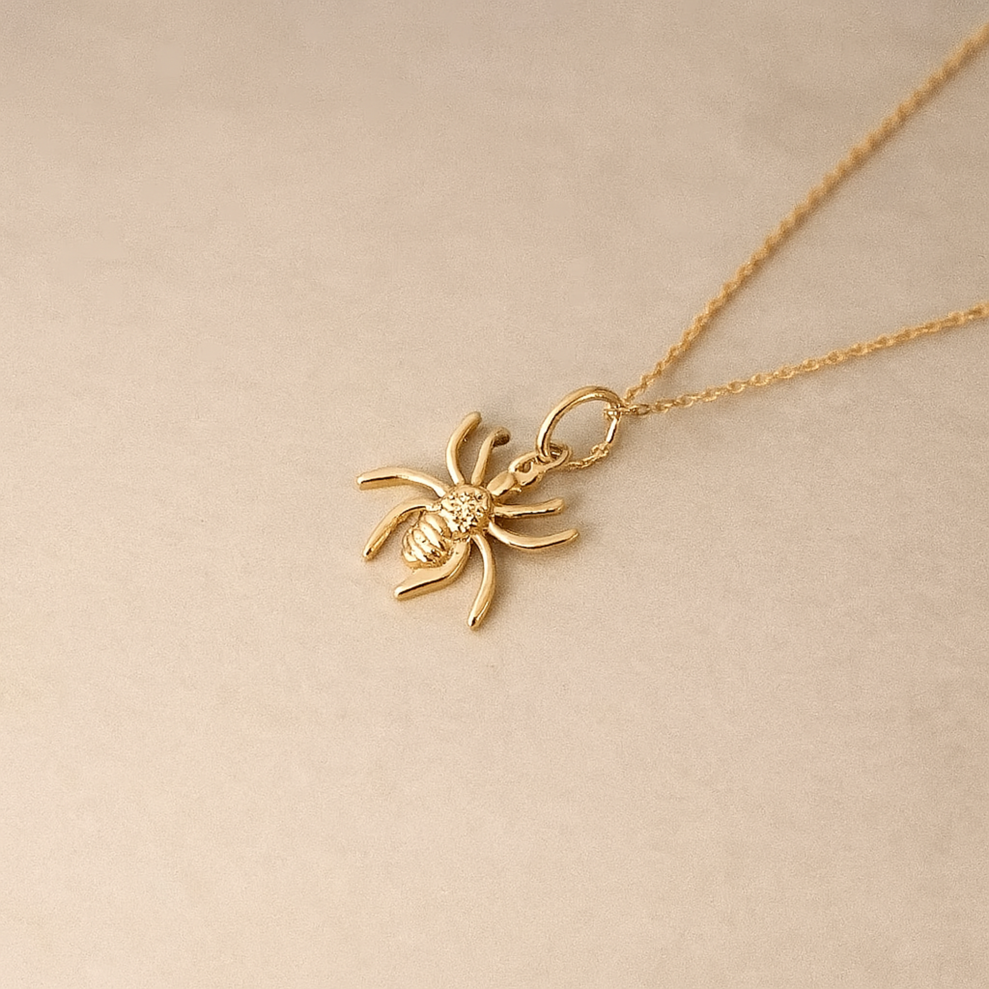 14K Gold Spider Tarantula Necklace Halloween Jewlery