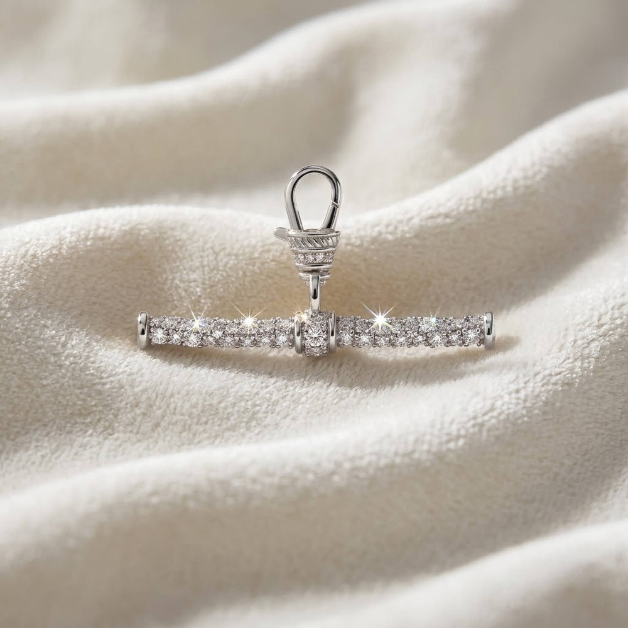 Diamond T Bar Anchor Pendant 14K Gold Victorian Inspired Diamond Pendant