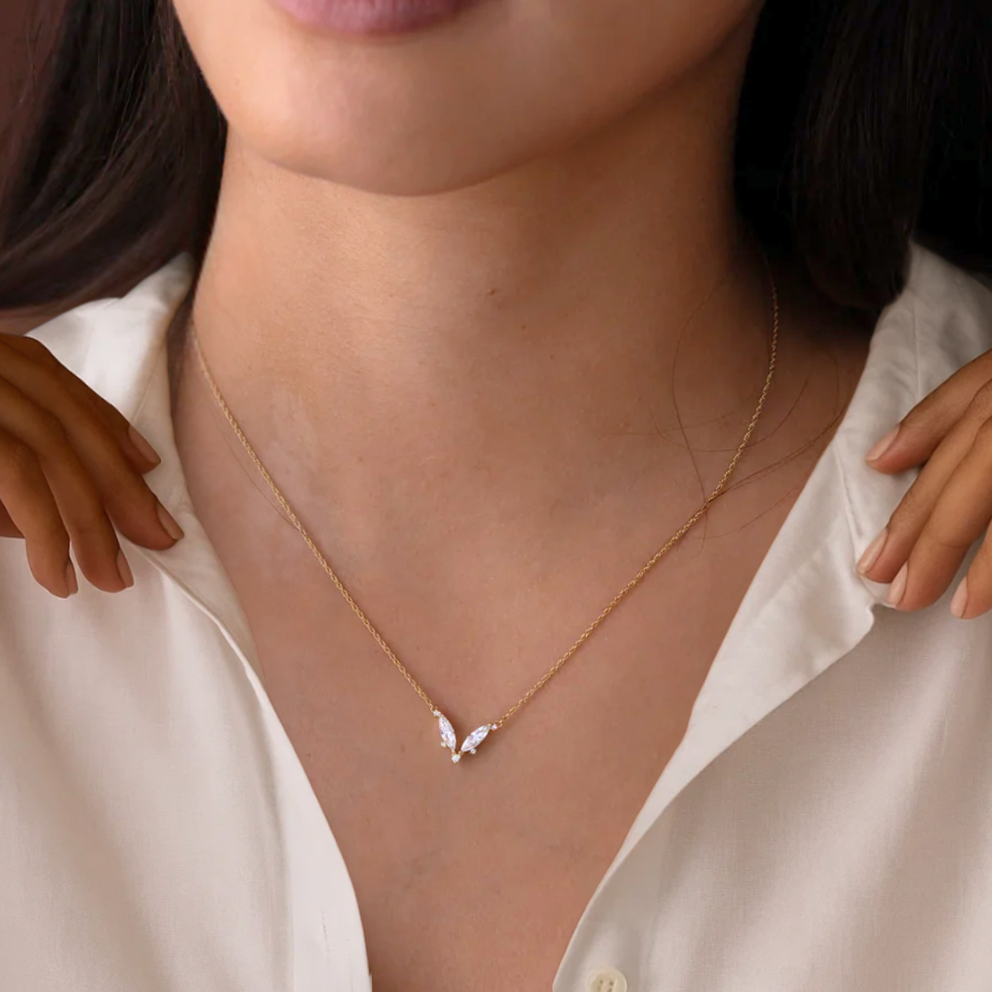 14k Gold V Shape Necklace