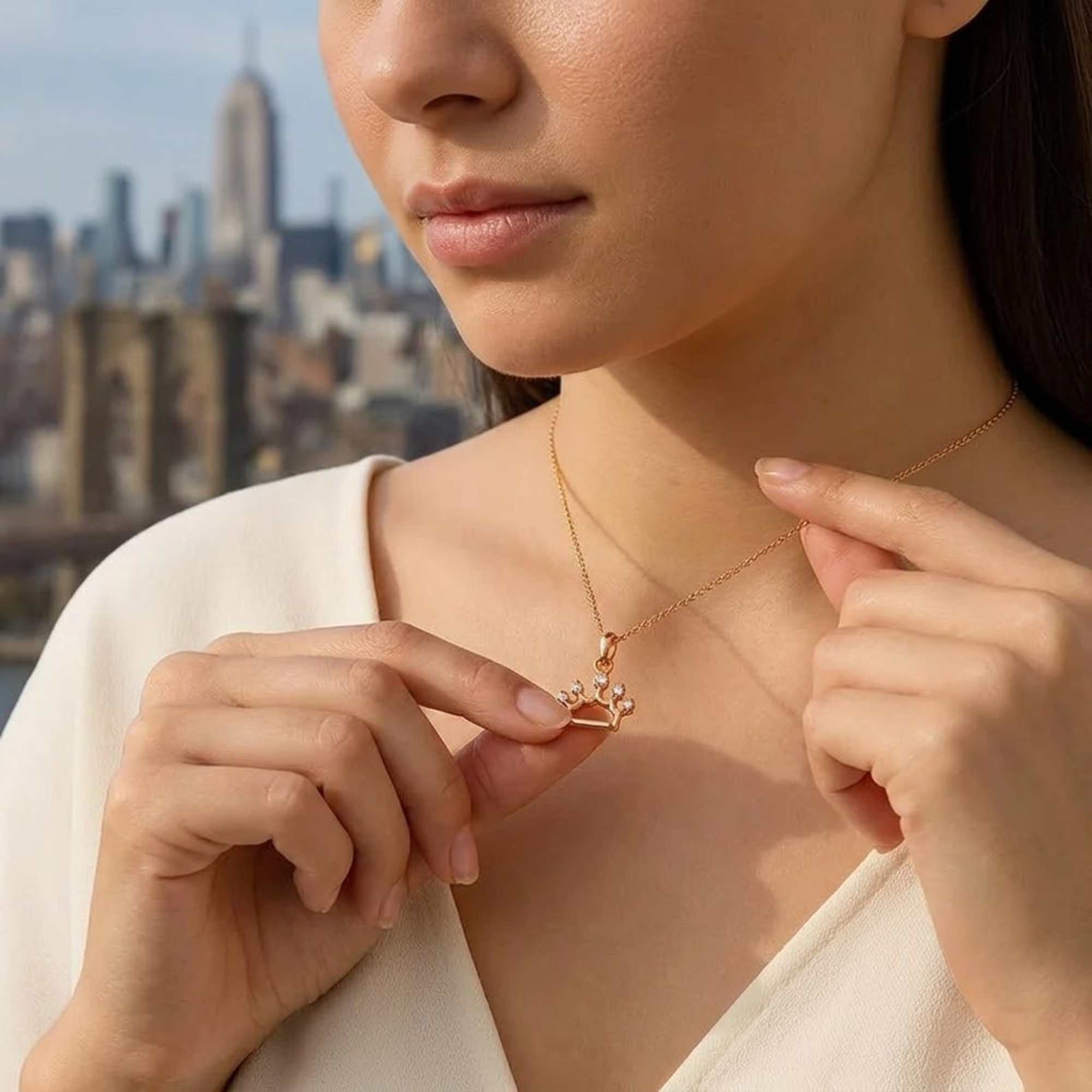 14K Women’s Crown Diamond Pendant