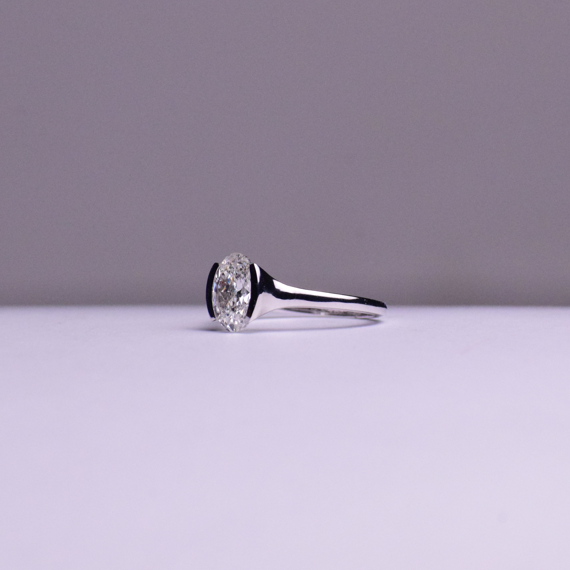 14k Gold Unique Oval Diamond Ring