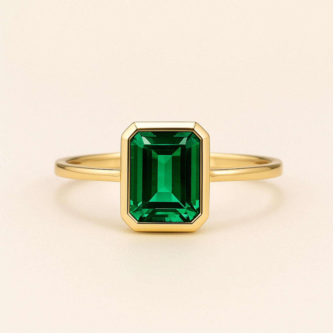 14K solid gold 2 CT Vintage Emerald Engagement Ring