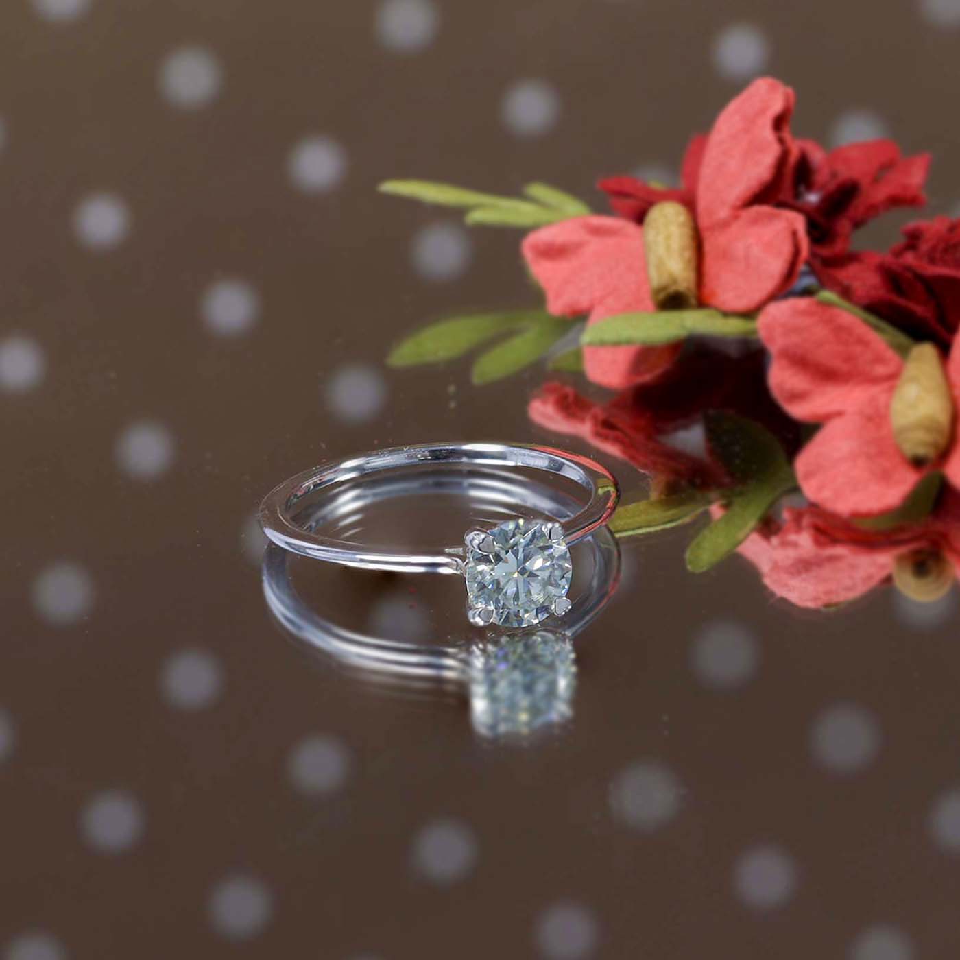 14K Gold Round Cut Lab Grown Diamond Engagement Ring