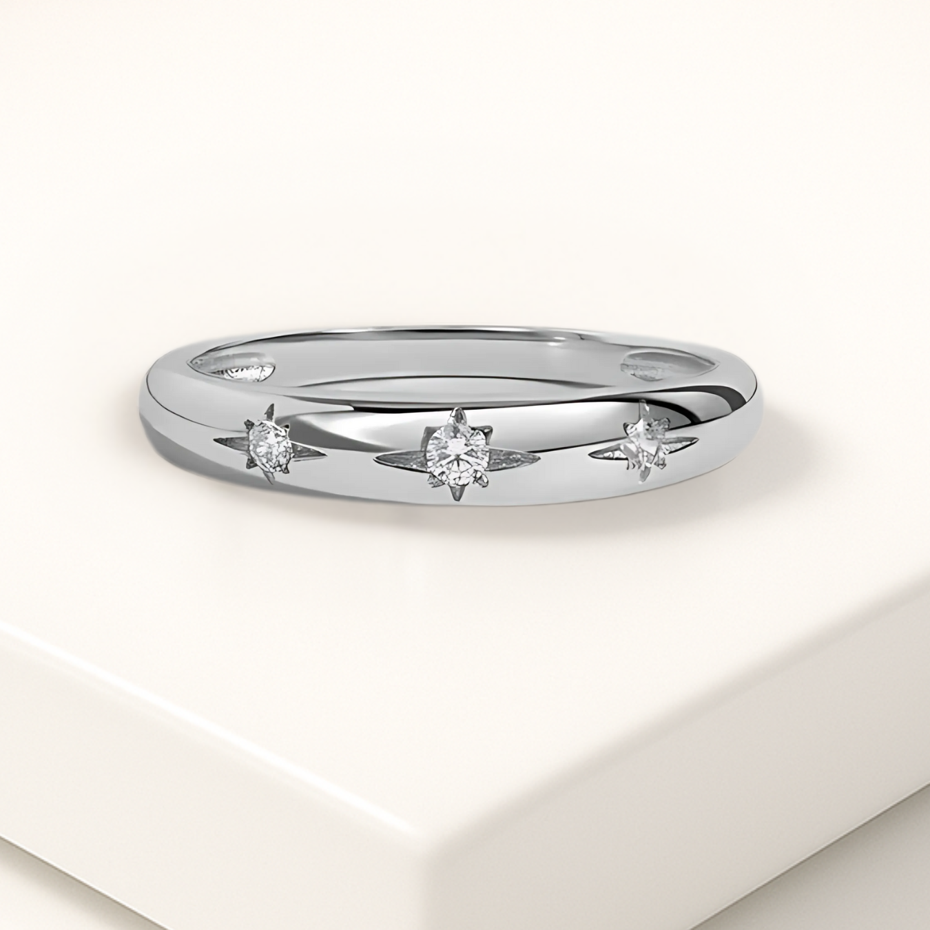 14K Diamond Signet Ring / Star Celestial Diamond Signet Ring / Gold Signet Band