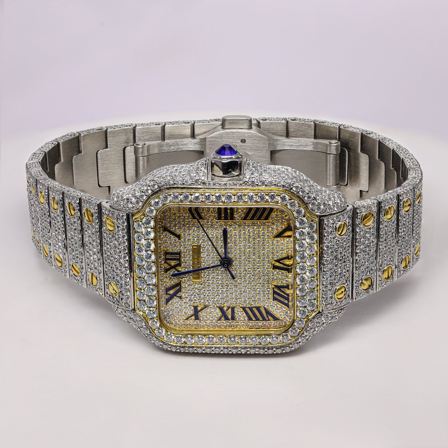 Moissanite With Roman Dial Hip Hop Watch For Men