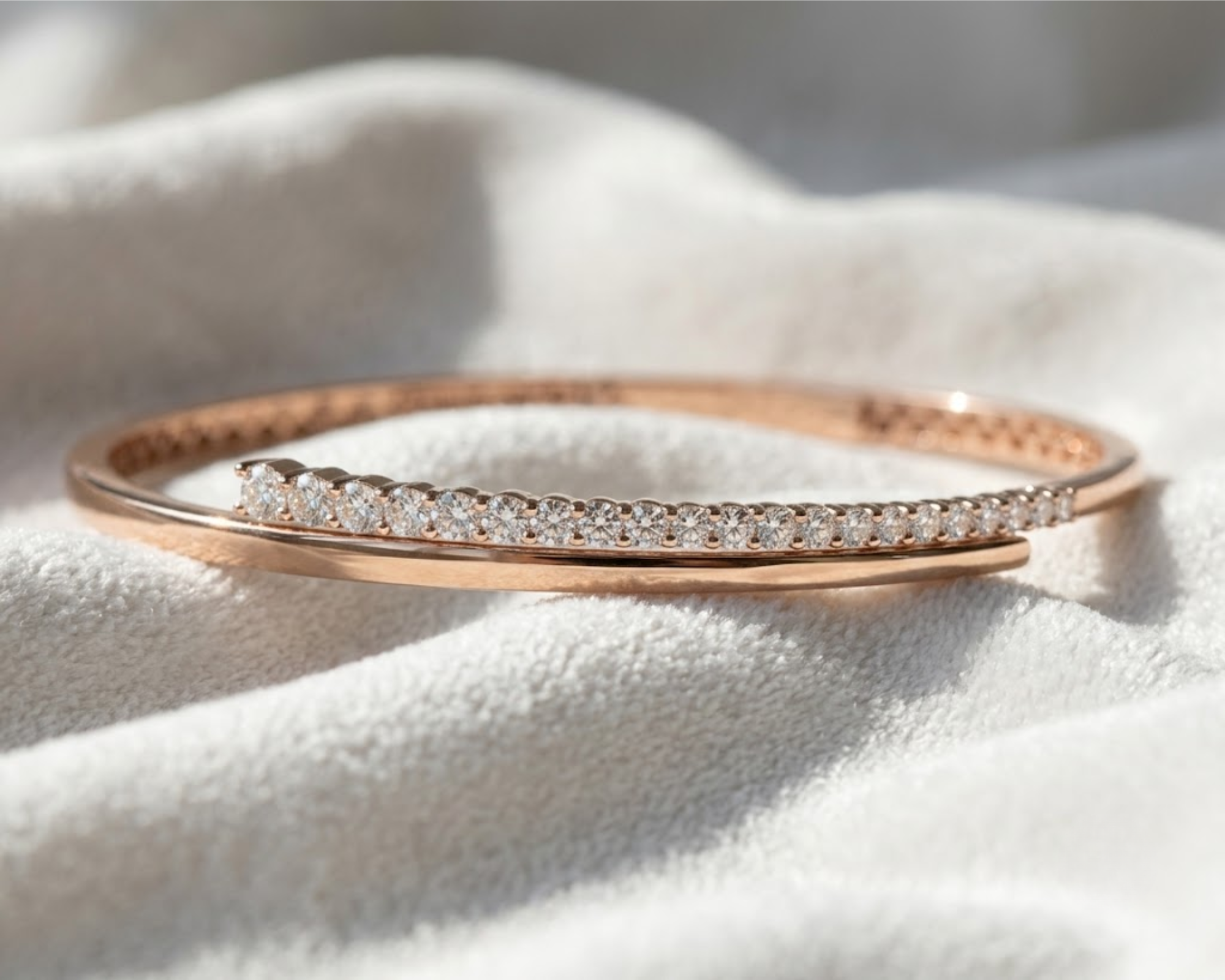 14K Gold Unique Diamond Bangle Bracelet Cross Over Bangle