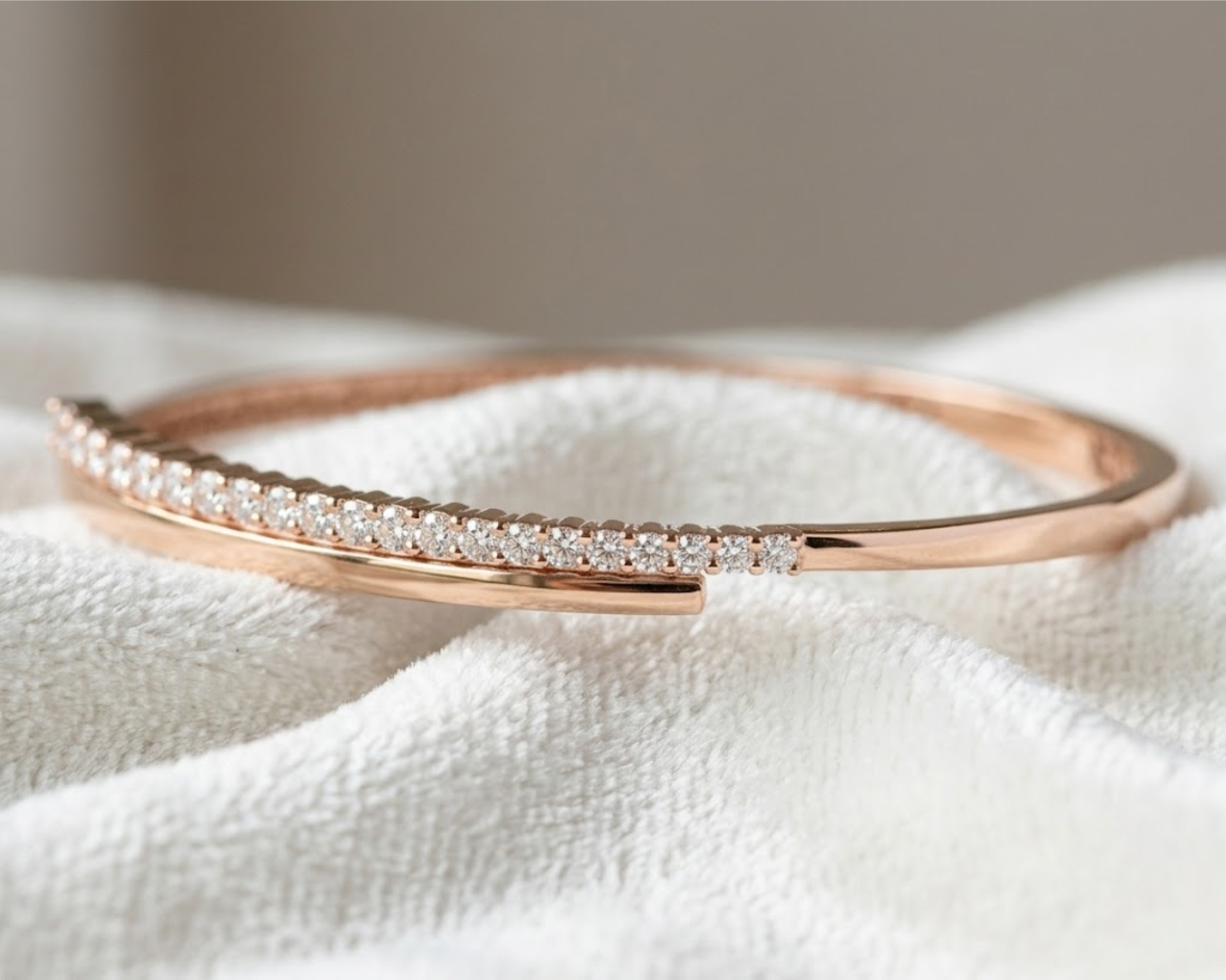 14K Gold Unique Diamond Bangle Bracelet Cross Over Bangle