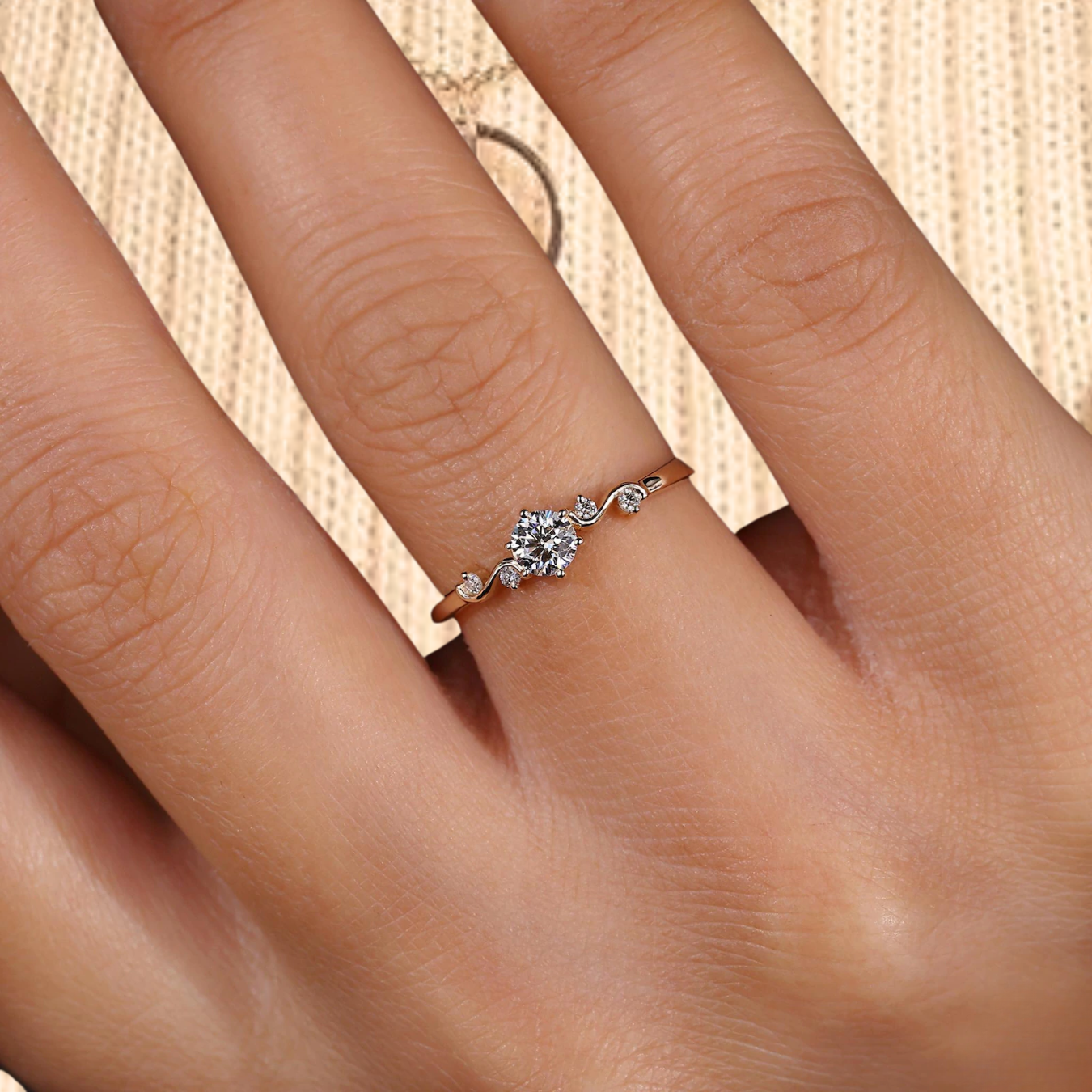 14k Solid Gold 0.25 CT Round Brilliant Lab Diamond Ring
