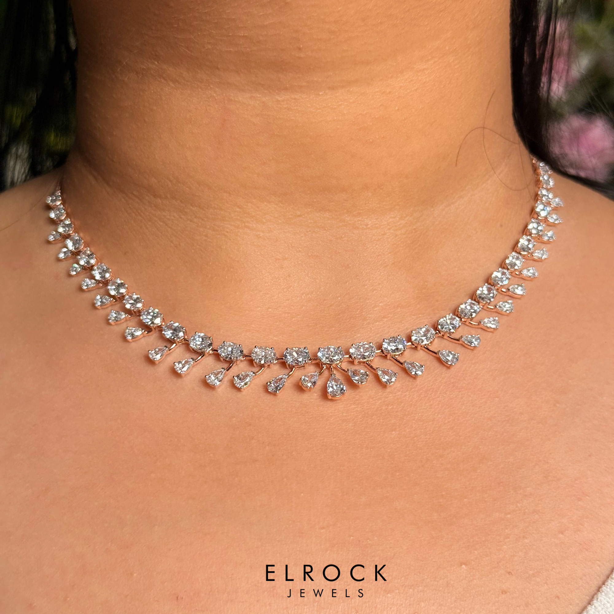 Oval & Pear Cut Diamond Necklace