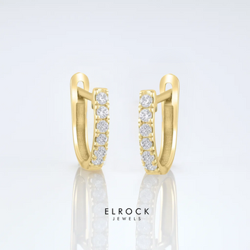 14k Solid Gold Diamond Huggie Earrings, Diamond Hoop Earrings, Mini Gold Hoop Earrings