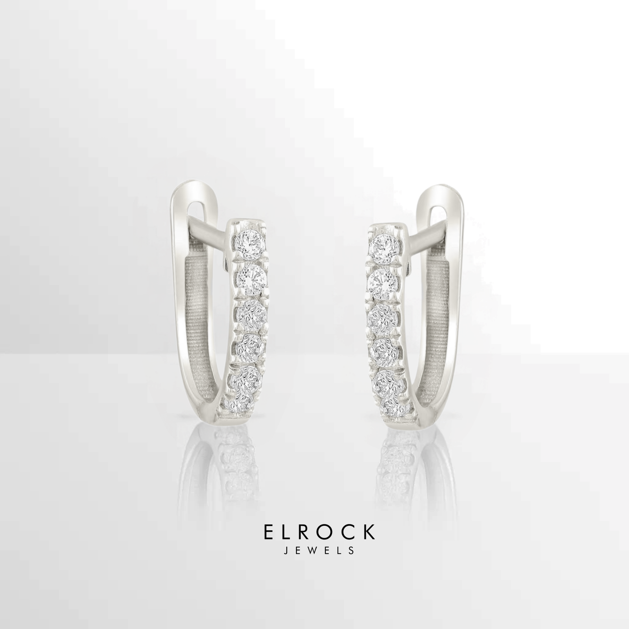 14k Solid Gold Diamond Huggie Earrings