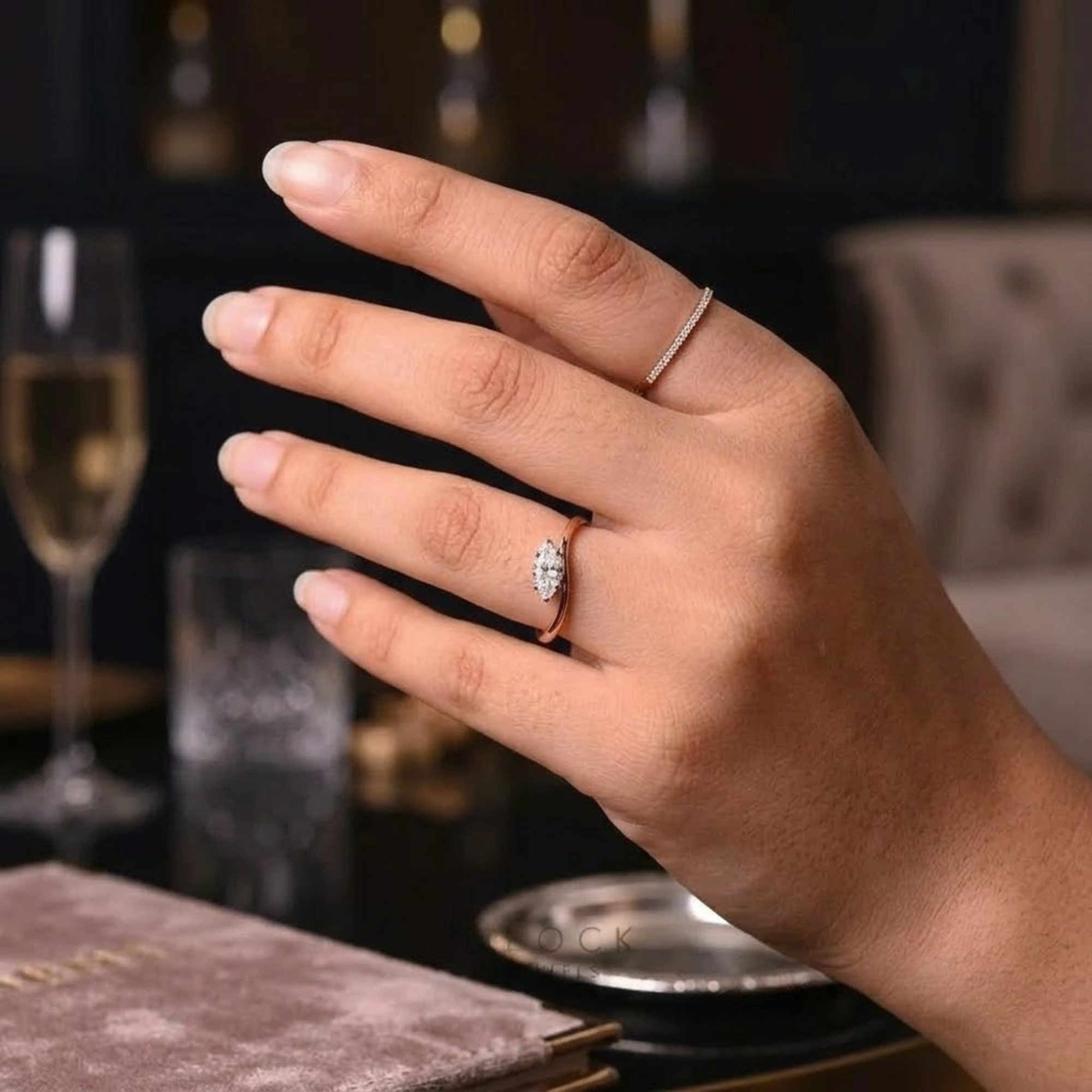 14K Gold Marquise Cut Diamond Solitaire Engagement Ring