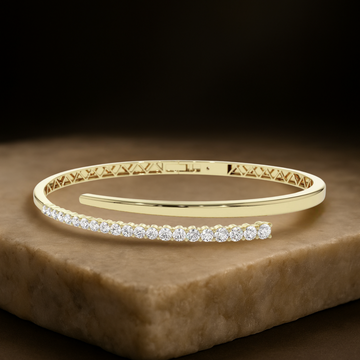 14K Unique Diamond Bangle Bracelet 1ct, 14K Cross Over Bangle, Graduating Diamond Bracelet