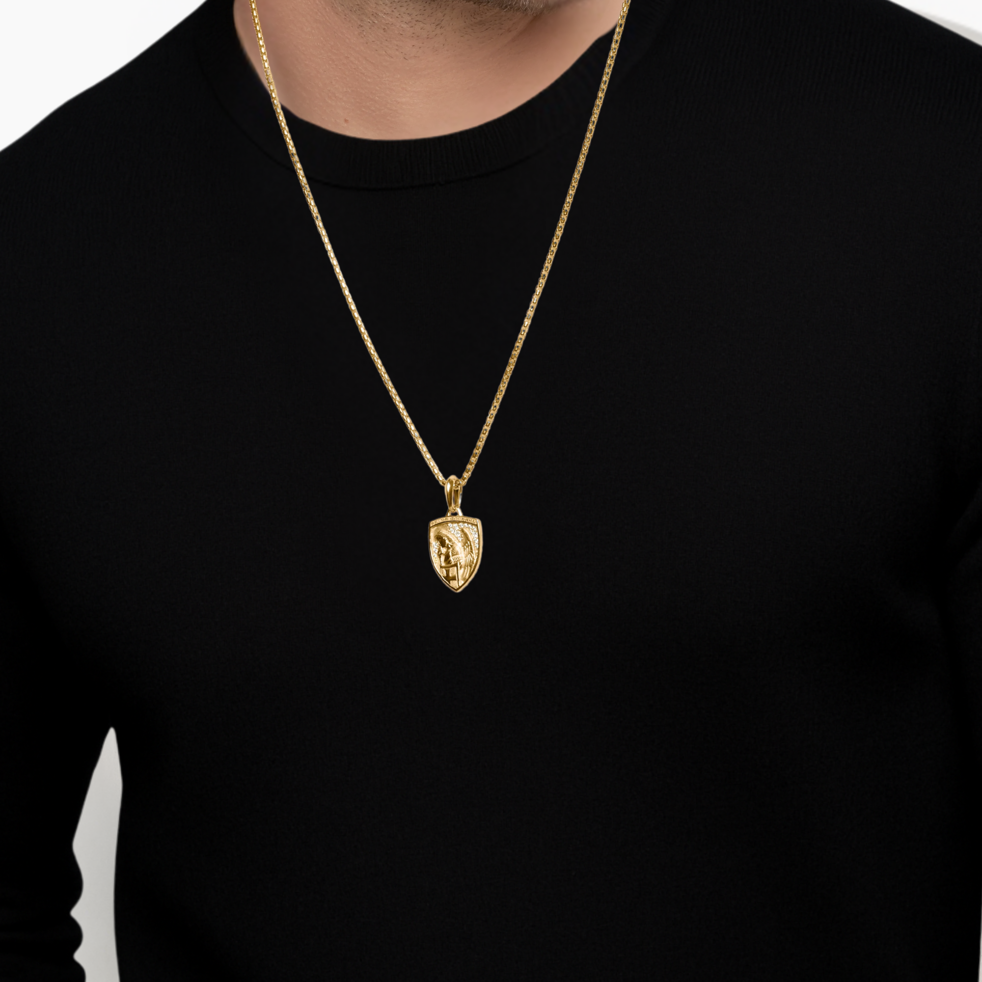 St Michael Medallion Necklace with Lab Grown Diamonds