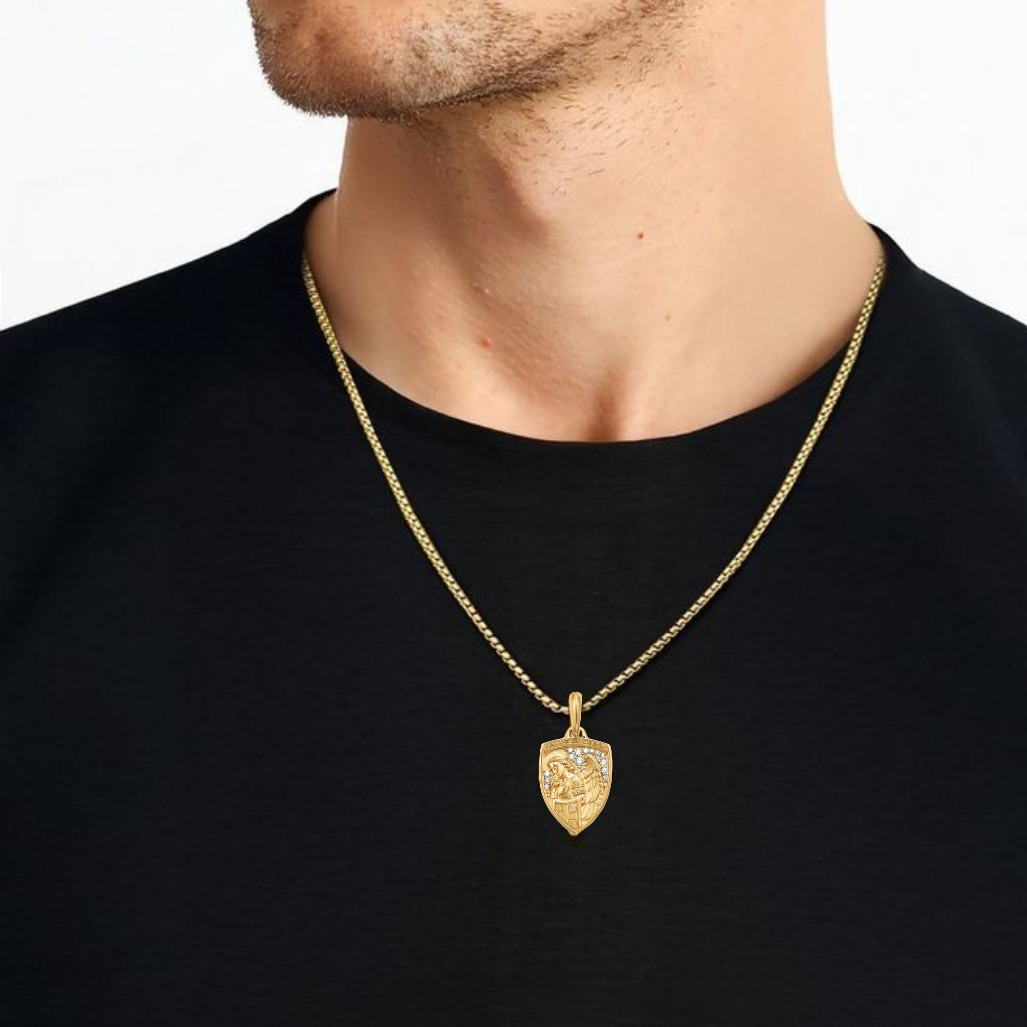 St Michael Medallion Necklace with Lab Grown Diamonds