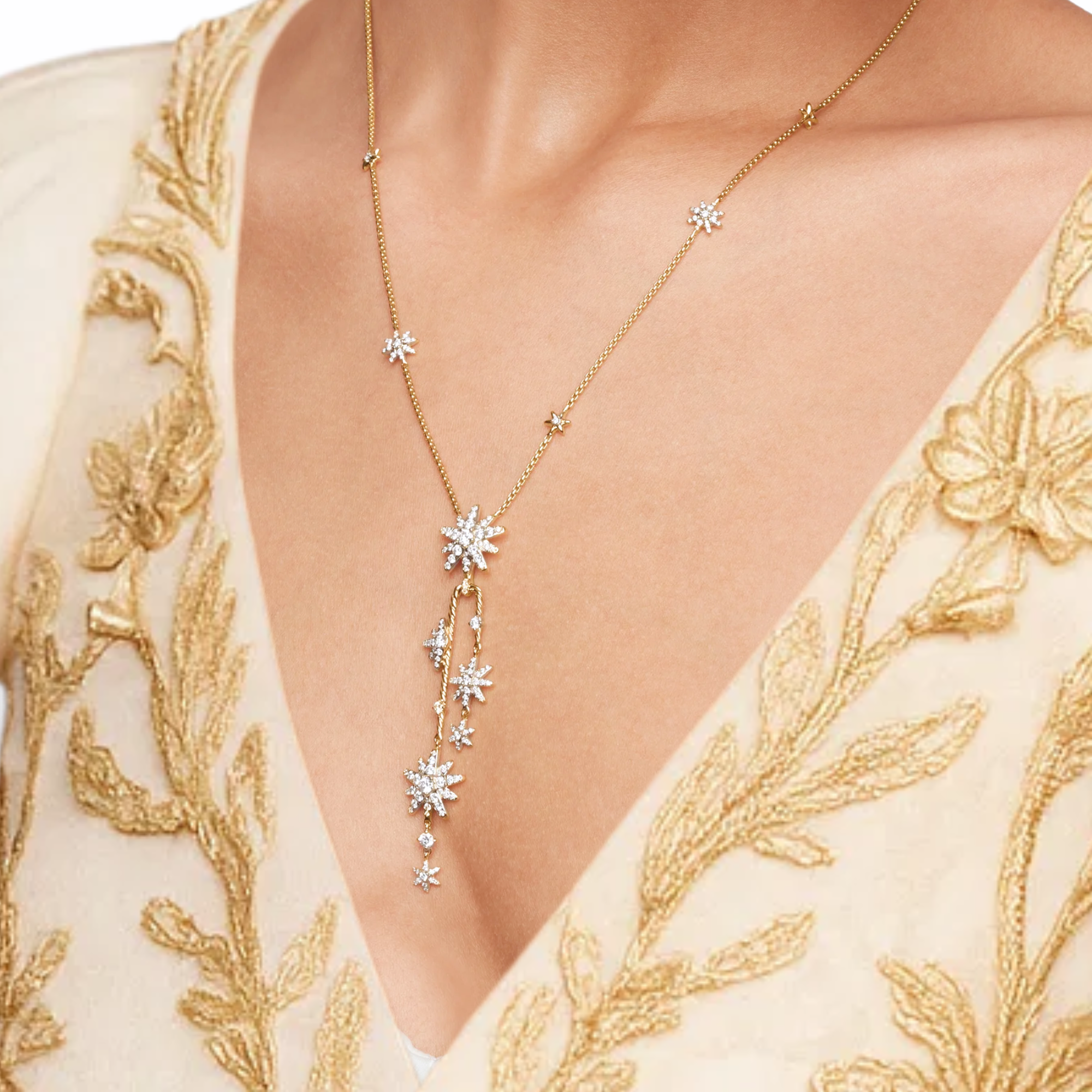 Star Lariat Necklace, Dainty Star Drop Necklace