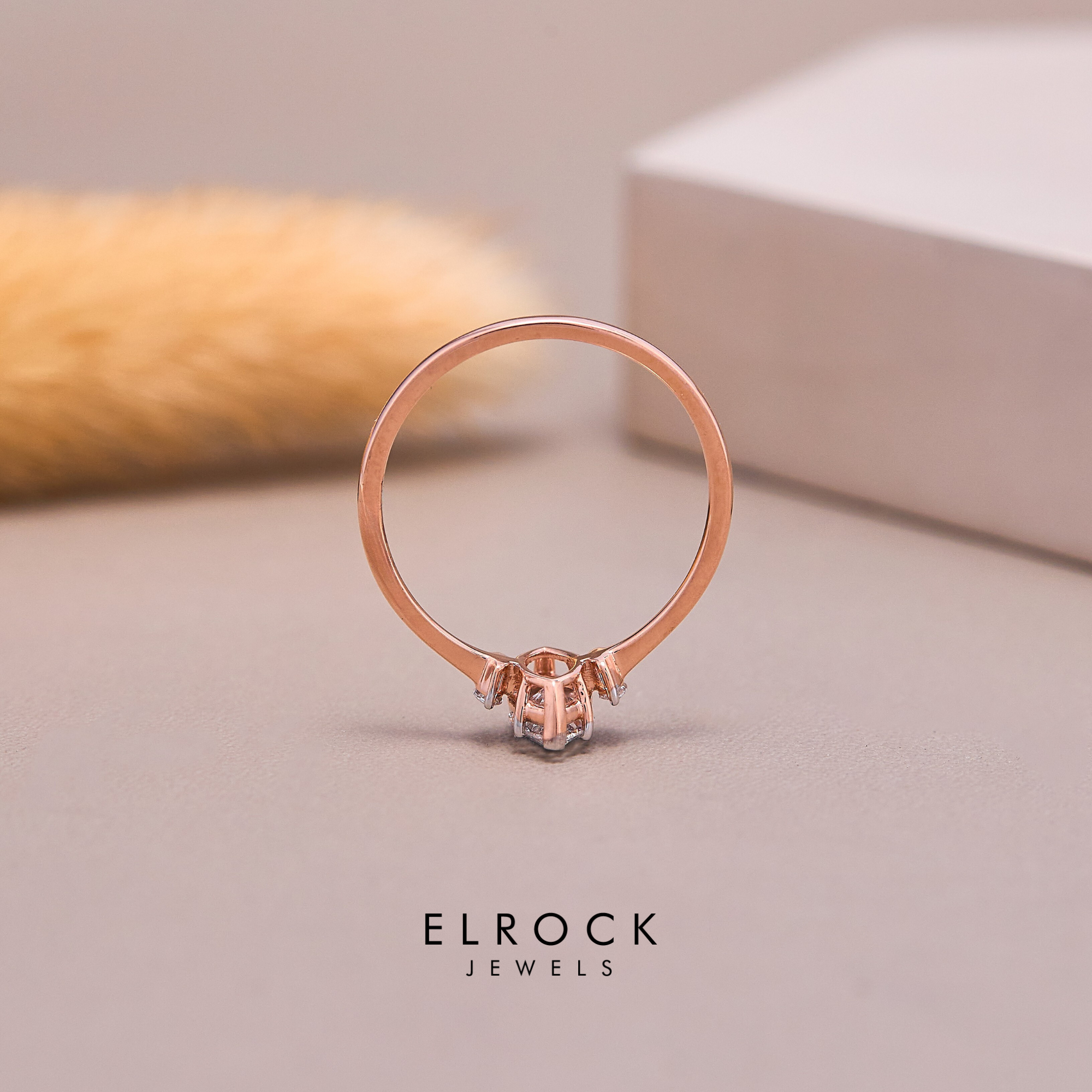 14K Gold Unique Engagement Marquise Cut Lab Created Solitaire Ring