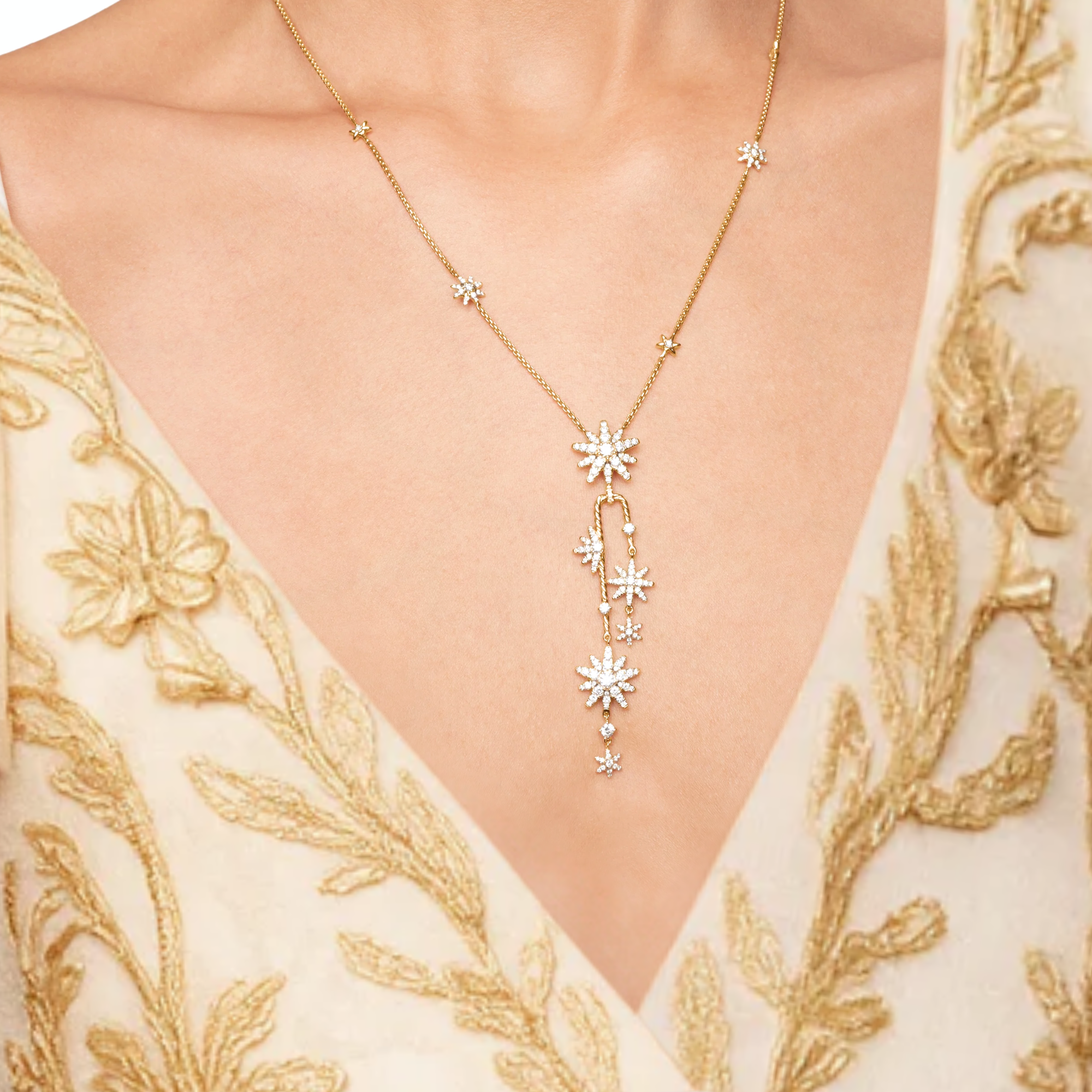 Star Lariat Necklace, Dainty Star Drop Necklace