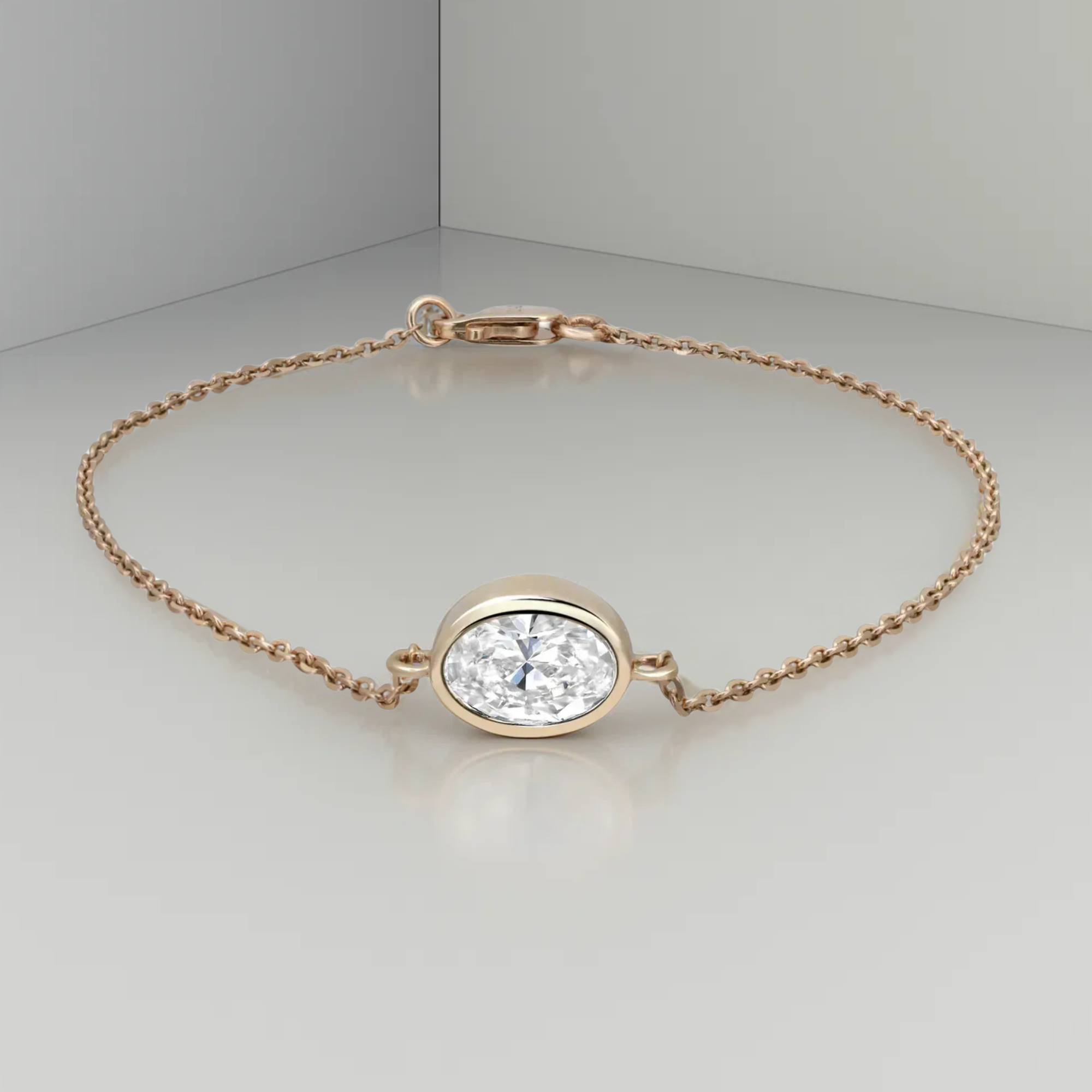 14K Gold Bezel Setting Diamond Bracelet for Women