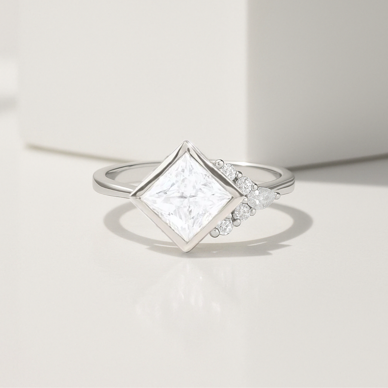 14k Solid Gold 1.70 Carat Princess cut Lab Grown engagement ring