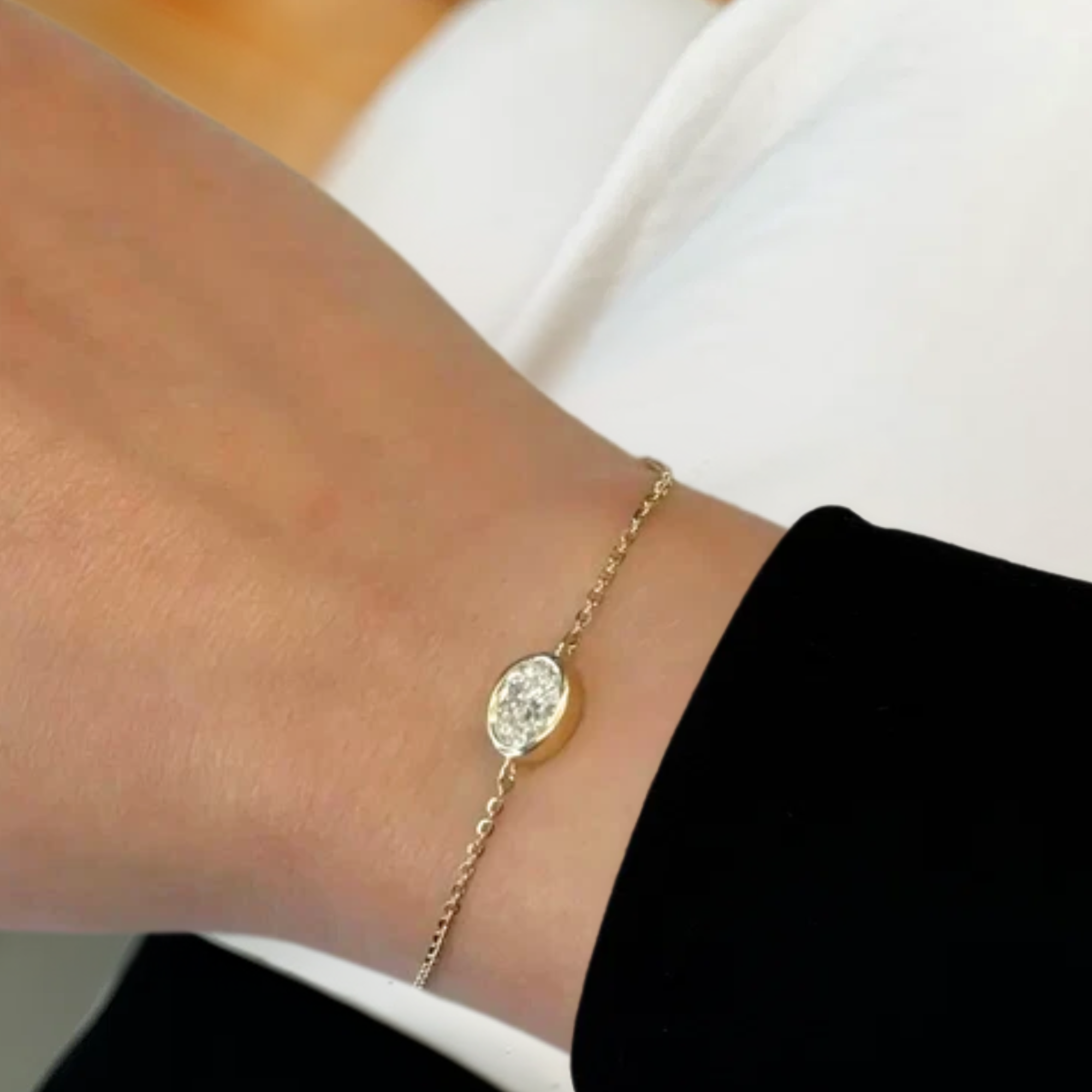 14K Gold Bezel Setting Diamond Bracelet for Women