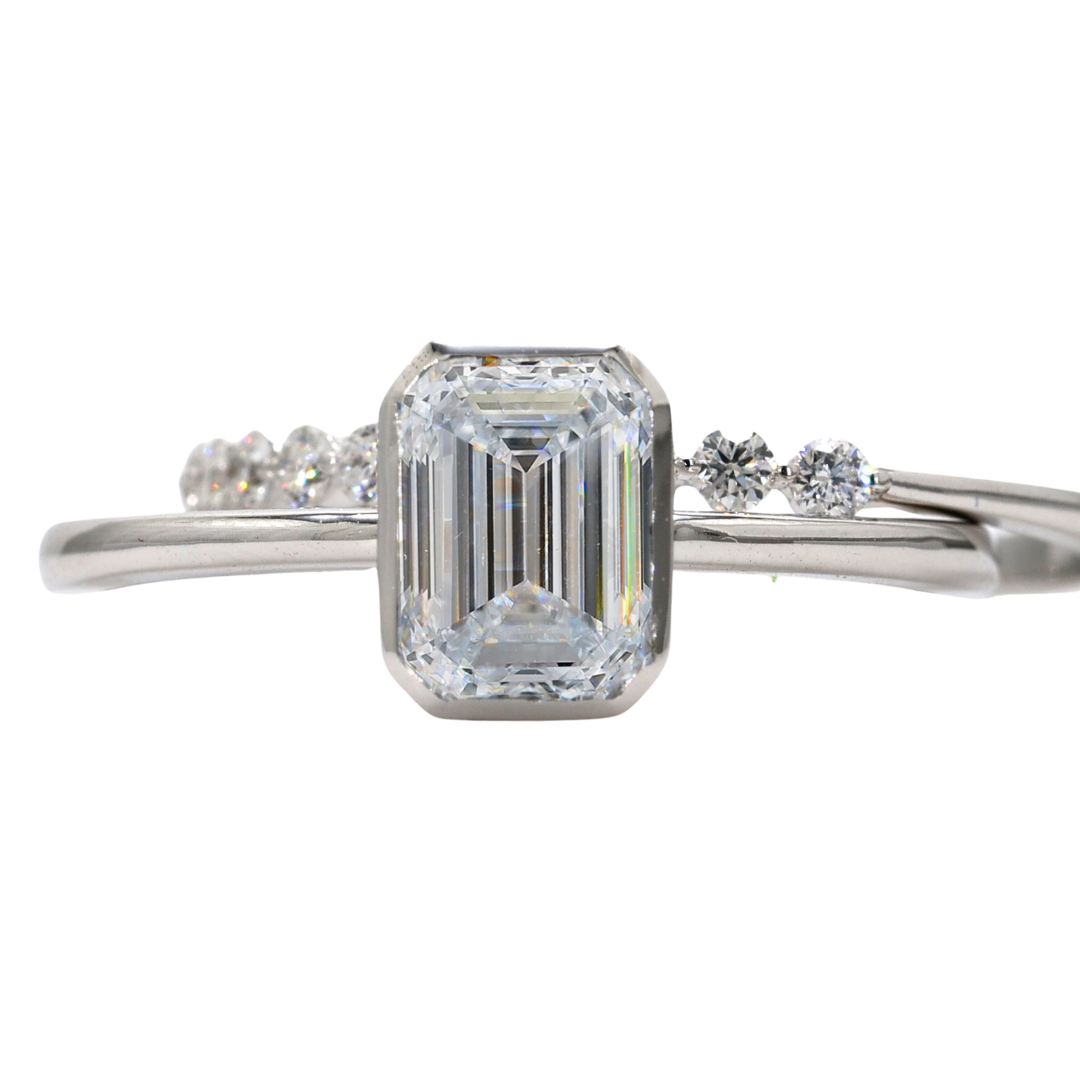 14K Gold Emerald Cut Lab Grown Diamond Engagement Ring