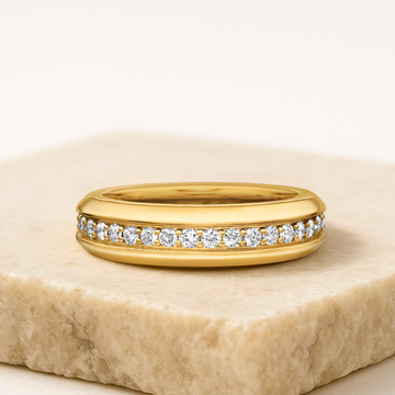 14K Solid Lab Grown Diamond Men's Wedding Stacking Comfort Fit Band Ring, Anniversary Gifts for Him