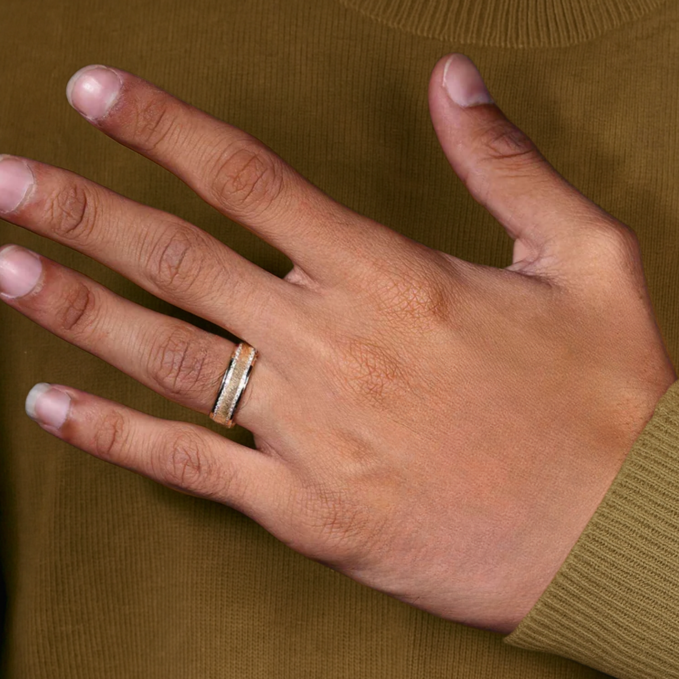 14K Men's Diamond Wedding Band, Lab Grown Diamond Band