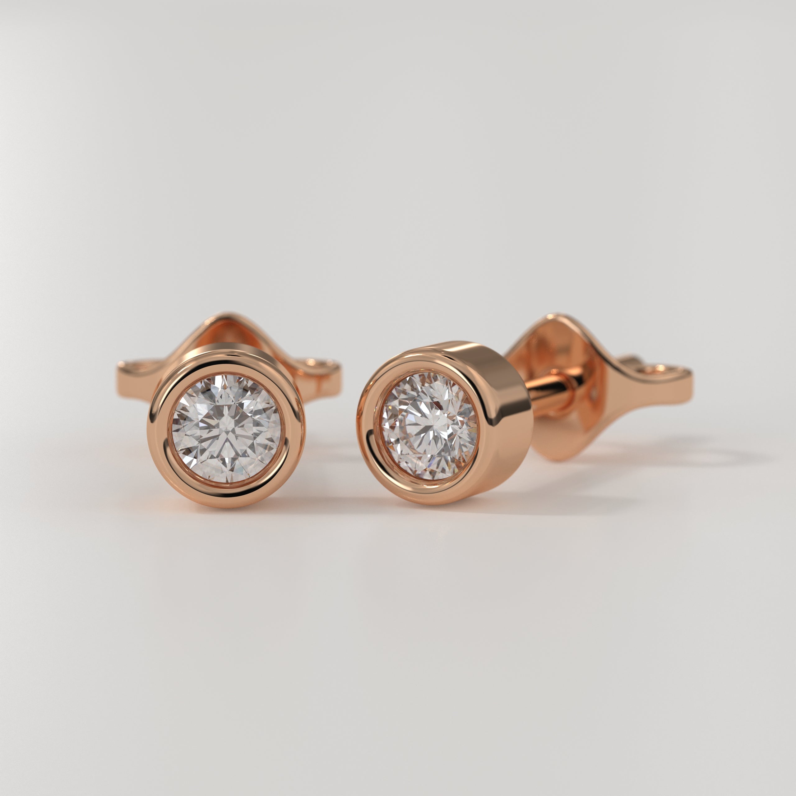 14K Gold Bezel Lab Grown Diamond Stud Earrings