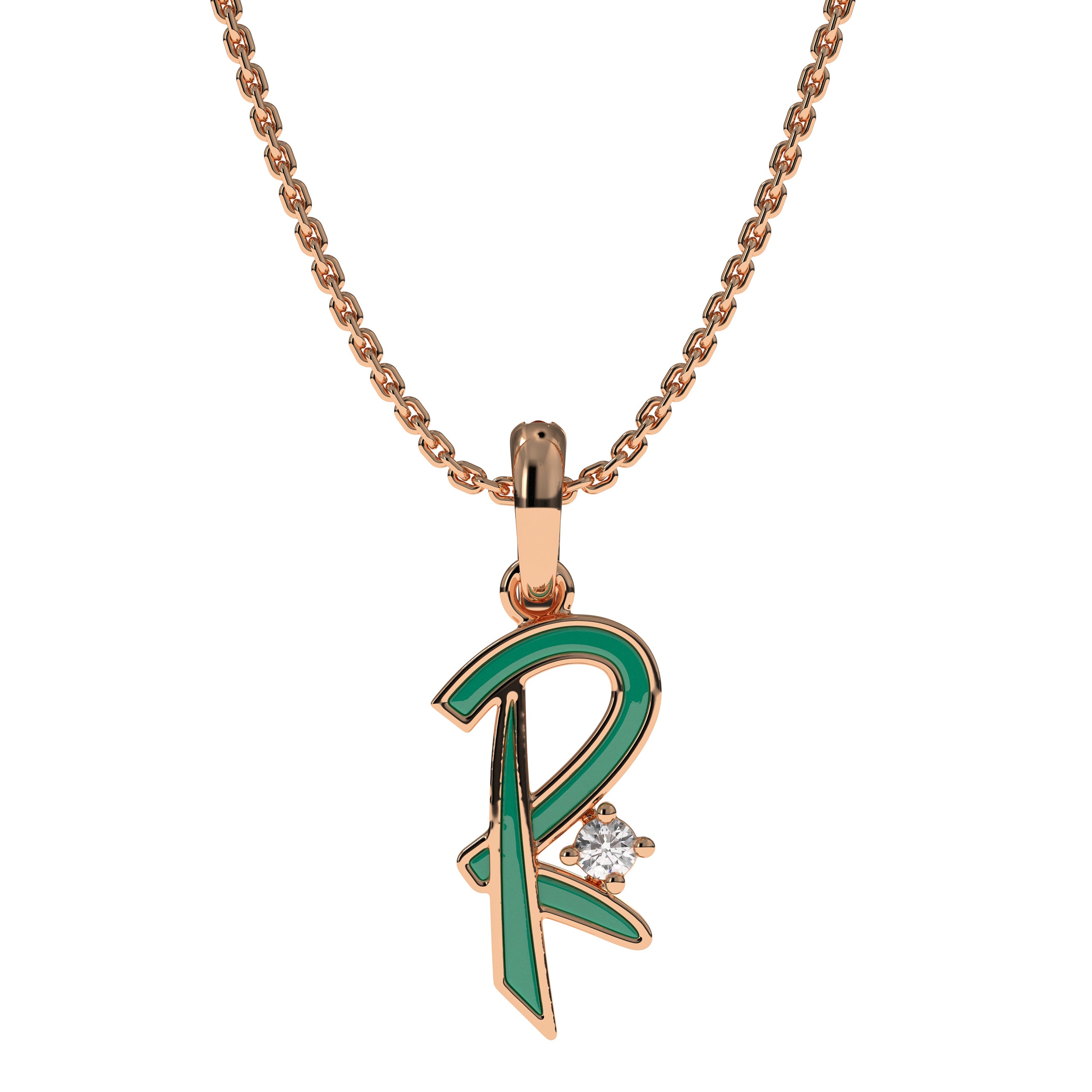 Gold alphabet Pendant, R" Letter Charm Pendant