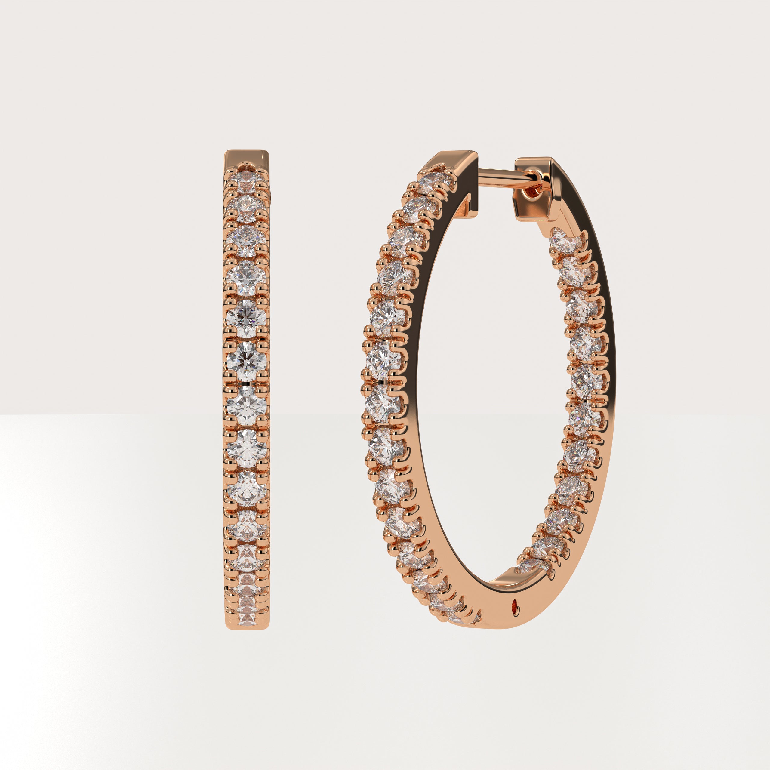 Diamond Hoop Earrings 14K Gold Huggies Gift for Her