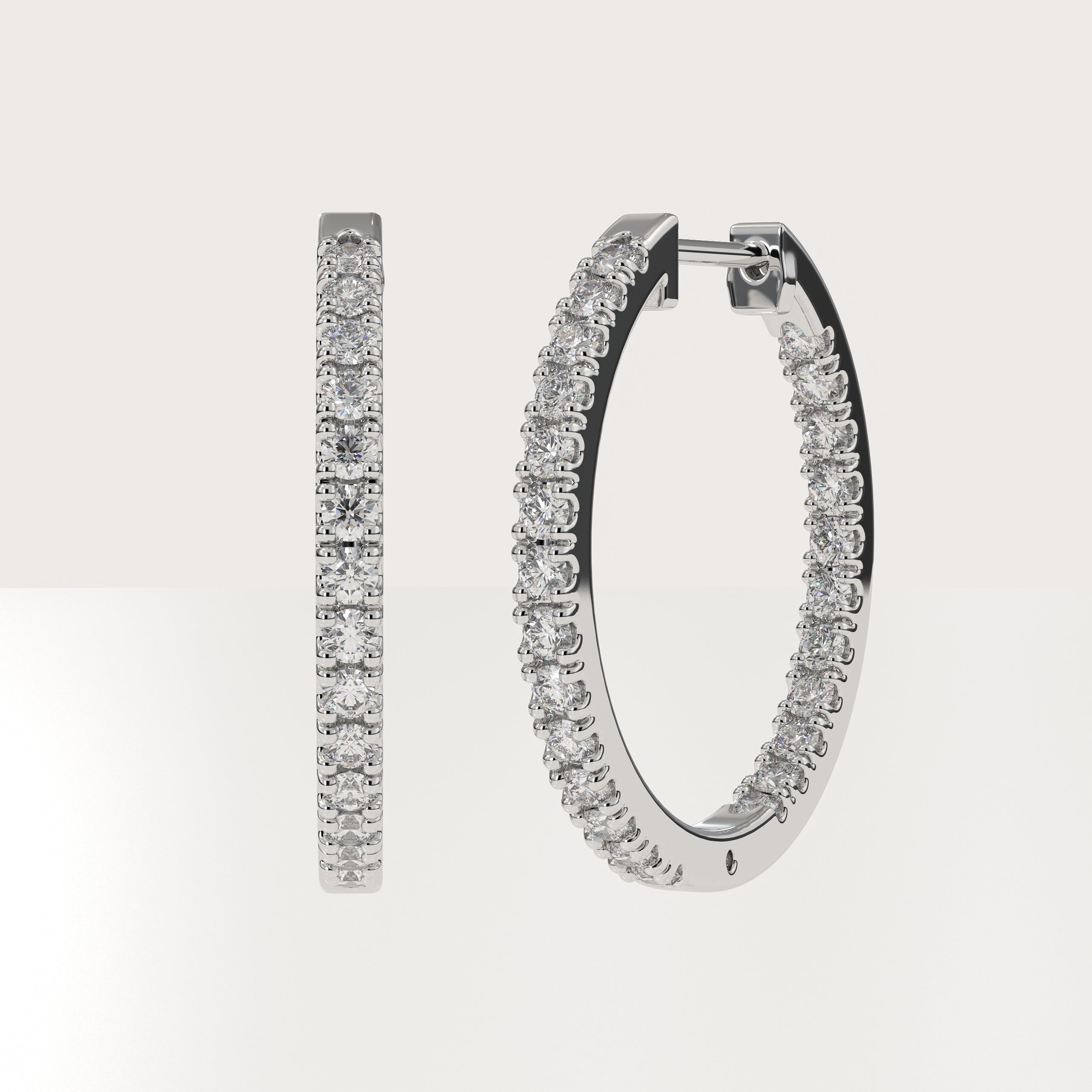 Diamond Hoop Earrings 14K Gold Huggies Gift for Her