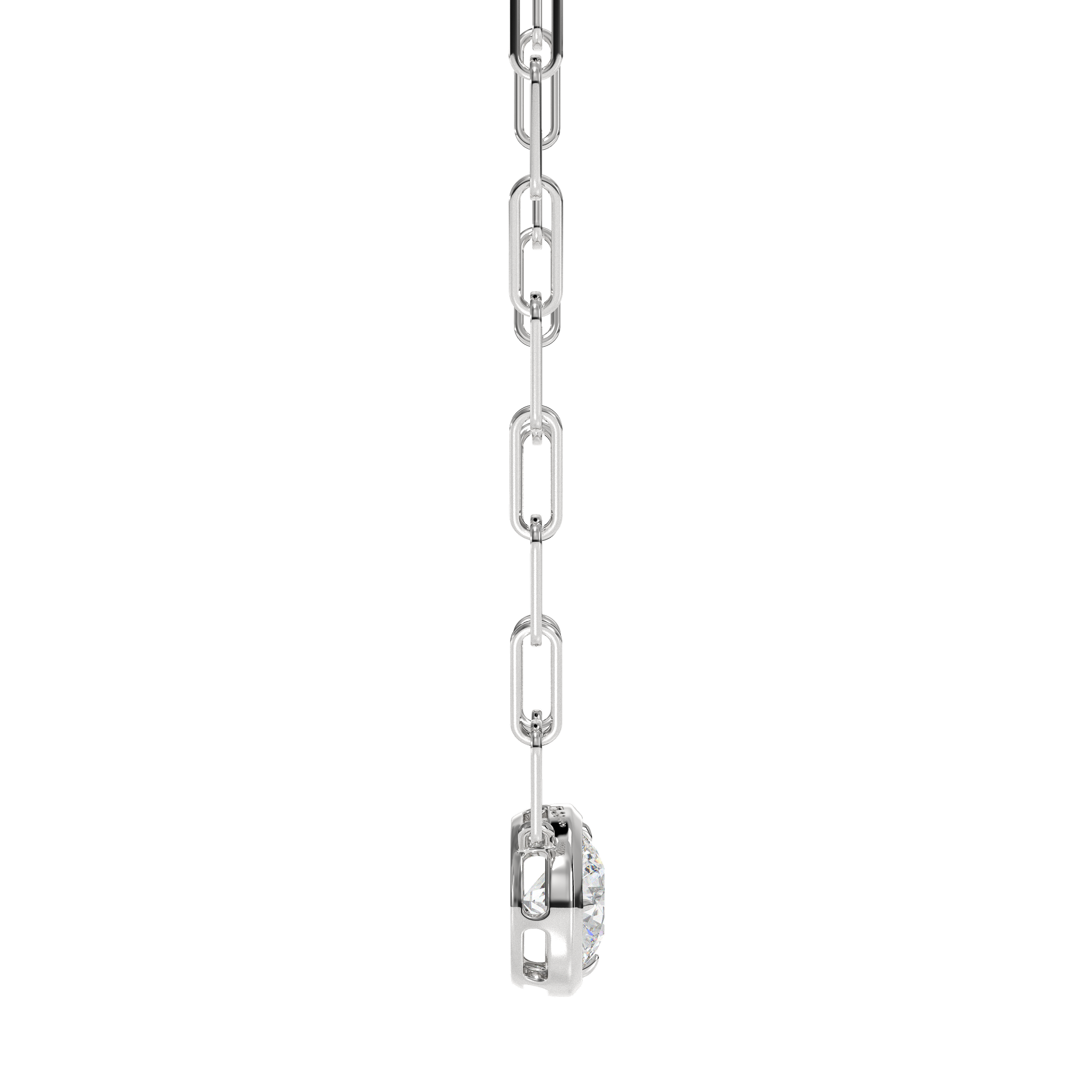 Single diamond Bezel PaperClip Chain Necklace, Diamond Bezel Necklace,14K Paperclip Necklace
