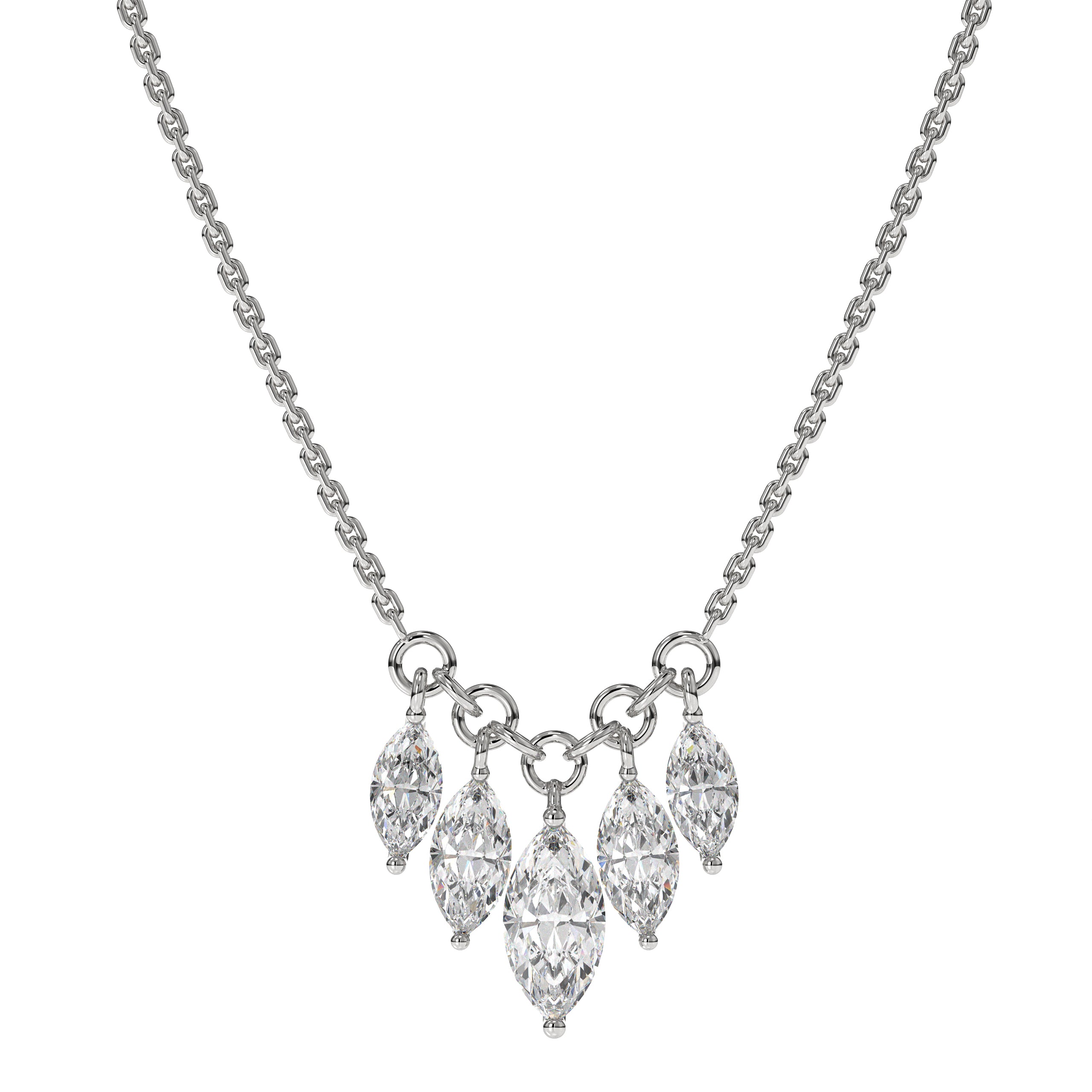 14K Marquise Cut Diamond Pendant Necklace