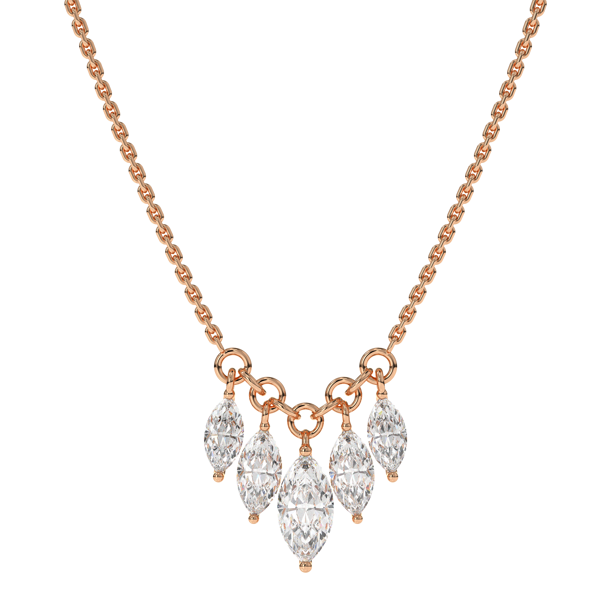 14K Marquise Cut Diamond Pendant Necklace