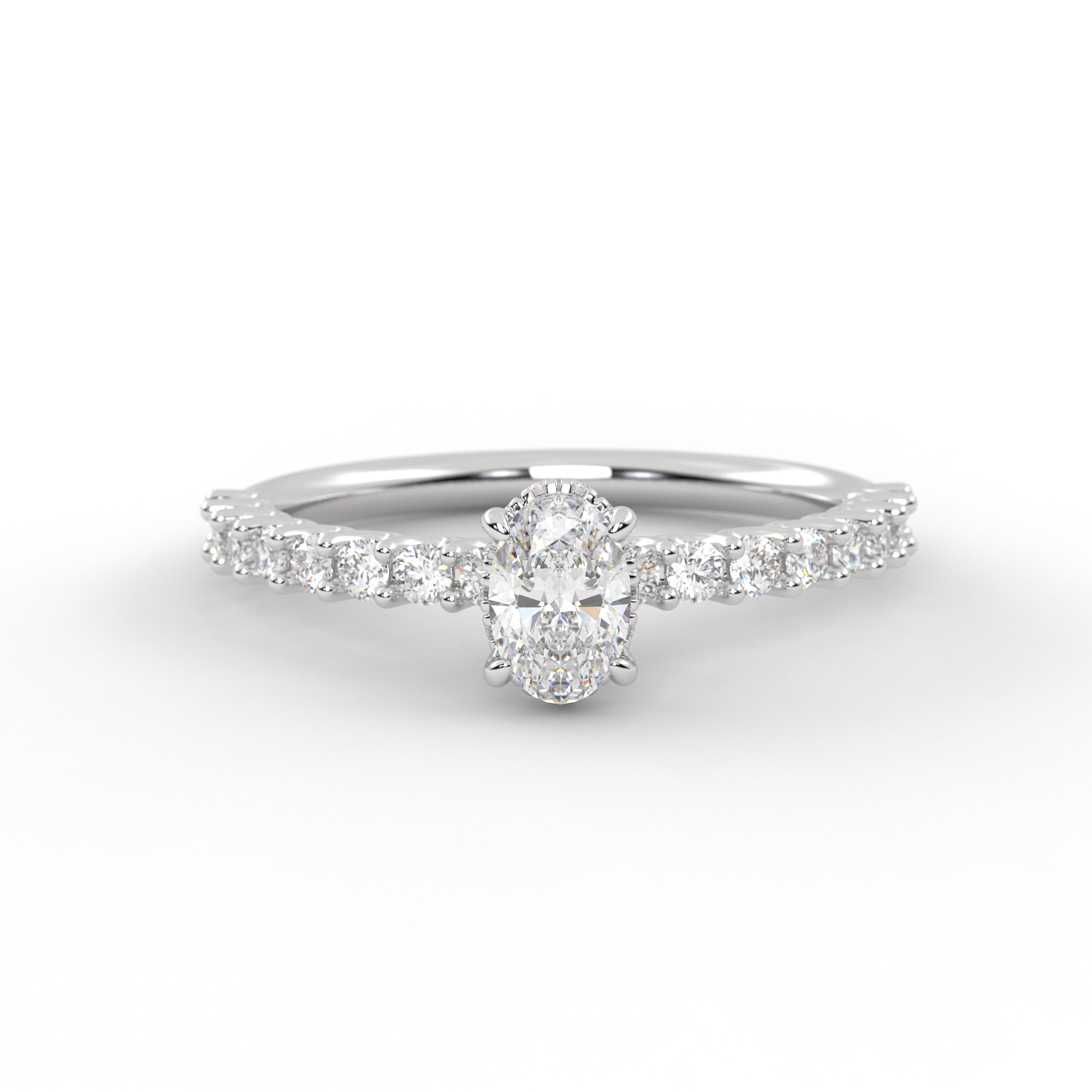 14k White Gold Hidden Halo Set Engagement Ring