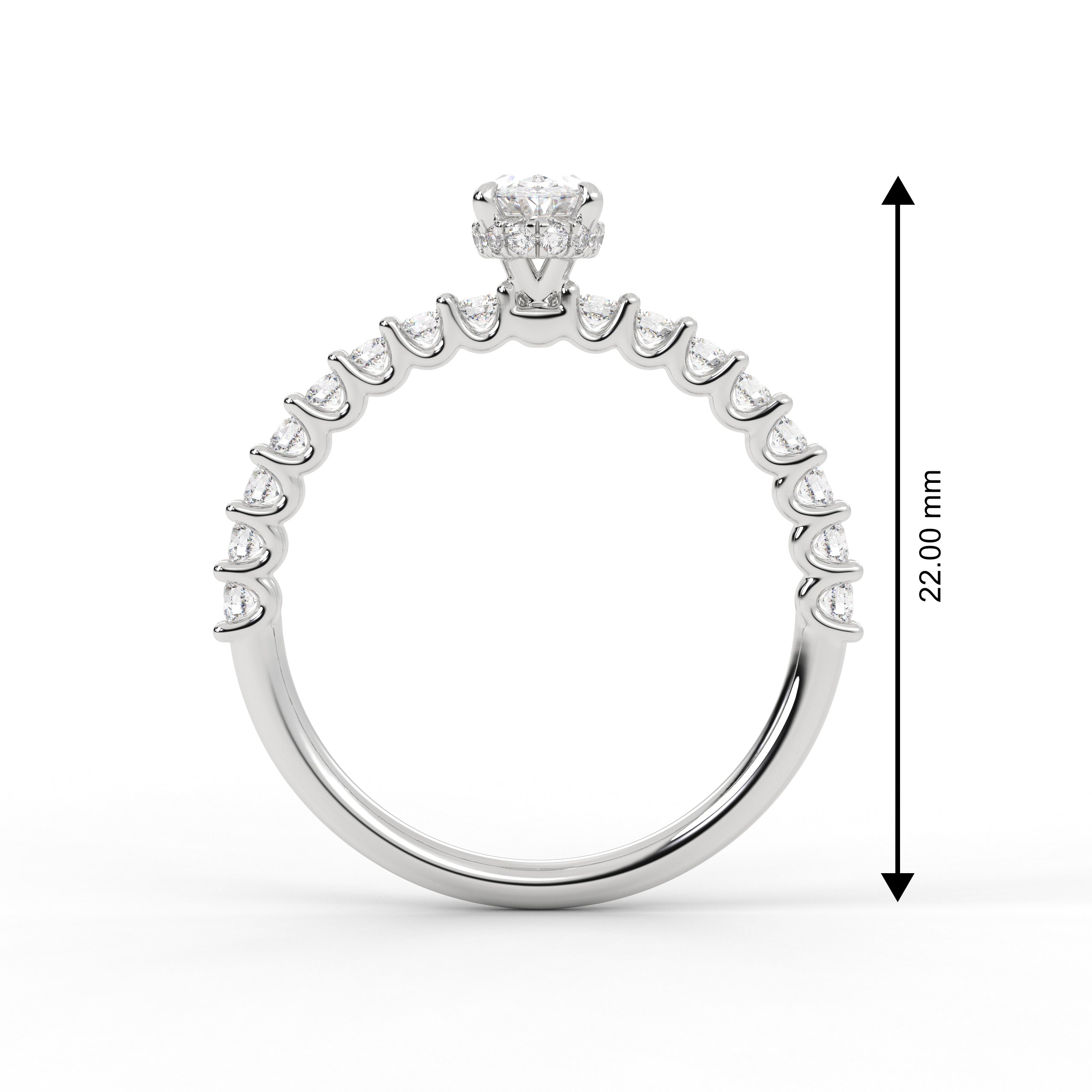 14k White Gold Hidden Halo Set Engagement Ring