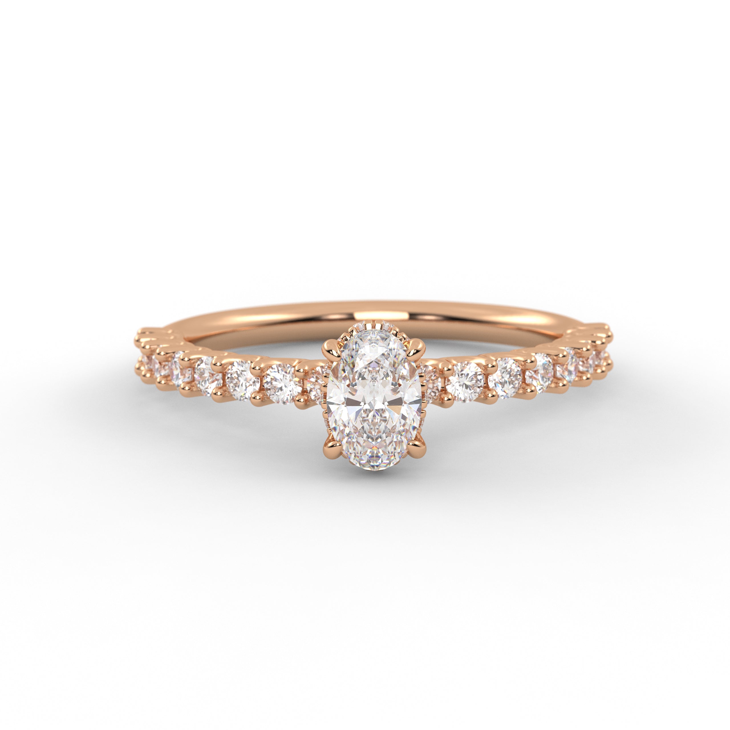 14k White Gold Hidden Halo Set Engagement Ring