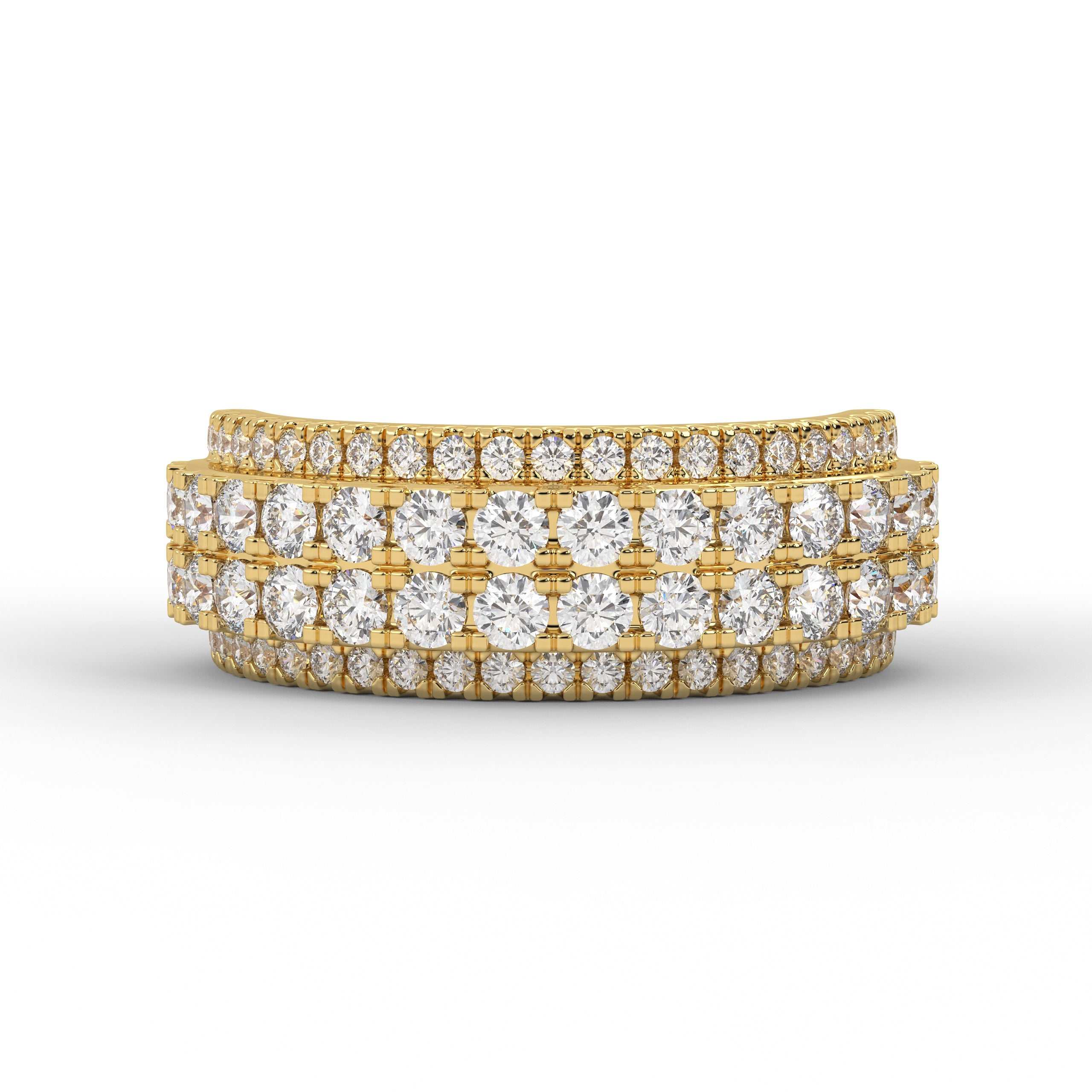 14K Gold Ring Pave Lab Grown Diamond Wedding Half Eternity Band