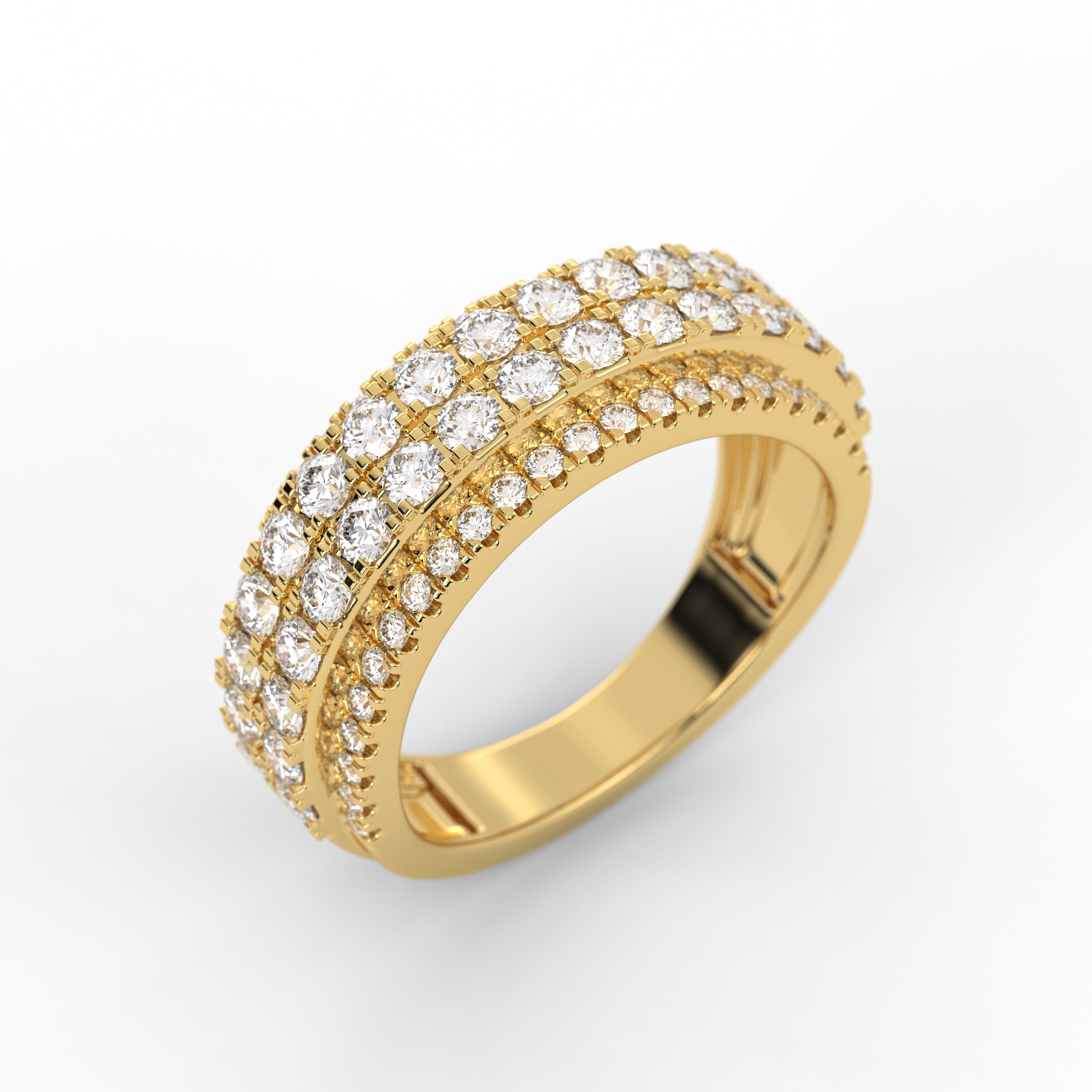 14K Gold Ring Pave Lab Grown Diamond Wedding Half Eternity Band