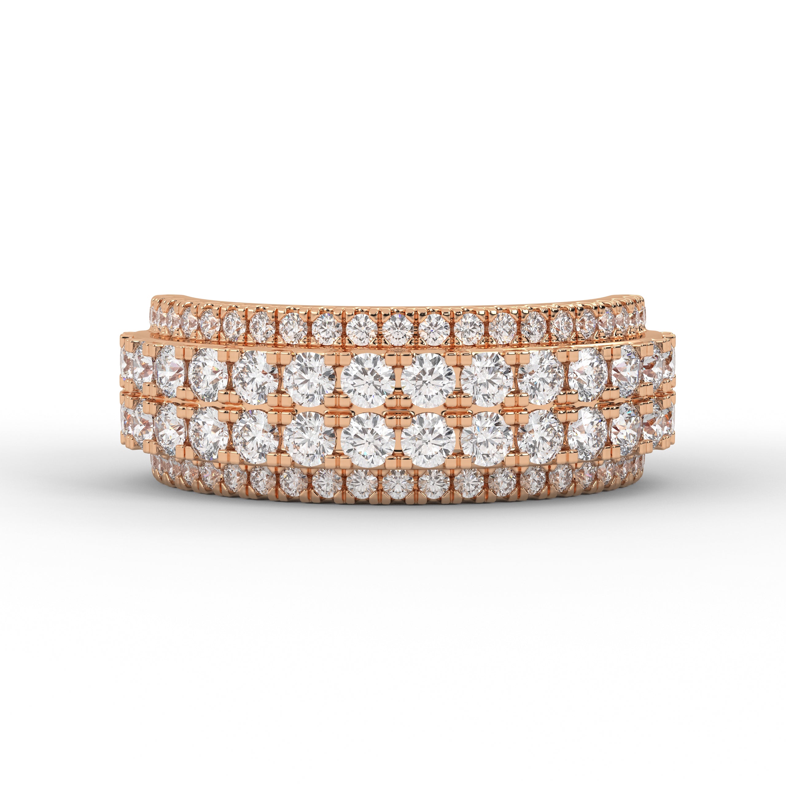 14K Gold Ring Pave Lab Grown Diamond Wedding Half Eternity Band