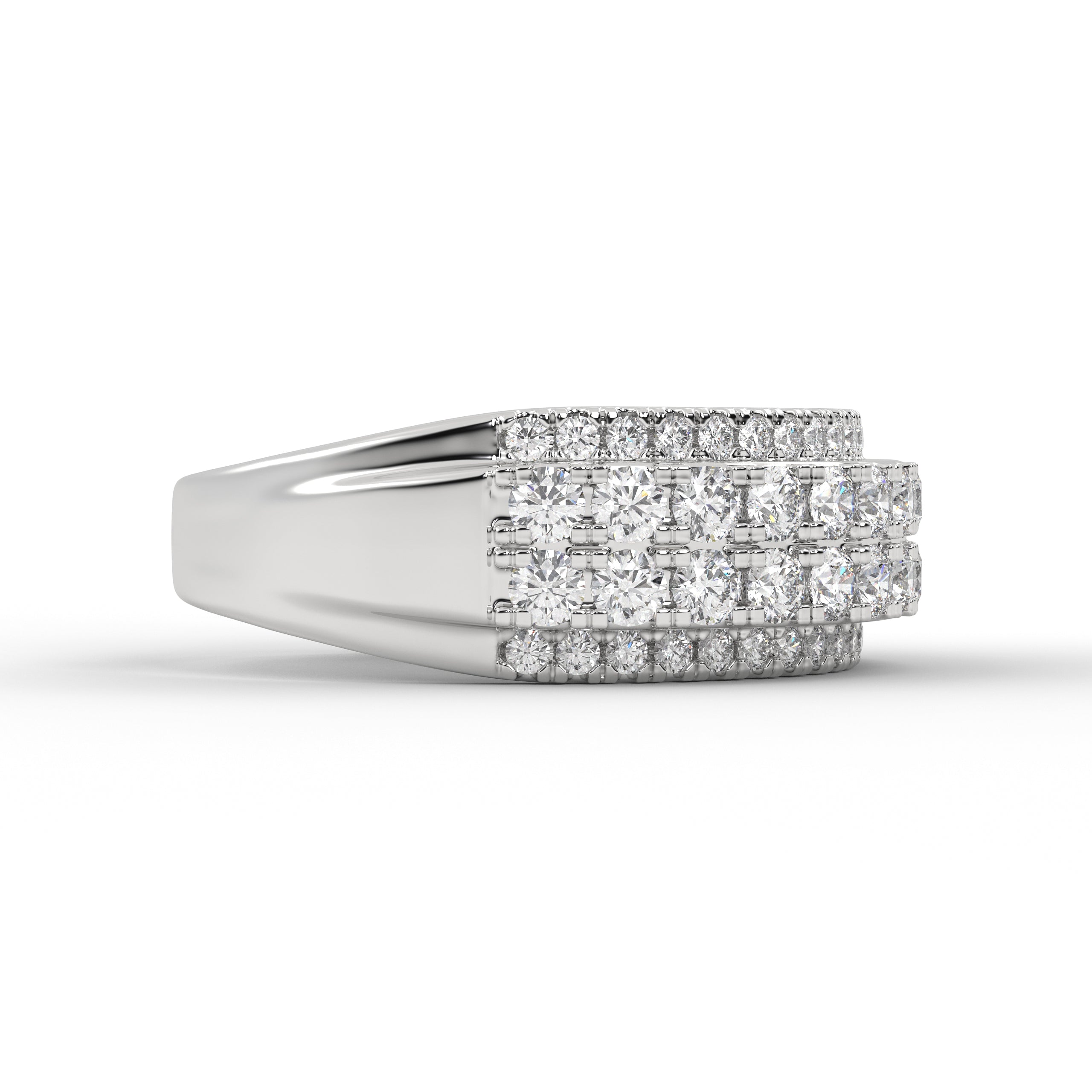 14K Gold Ring Pave Lab Grown Diamond Wedding Half Eternity Band