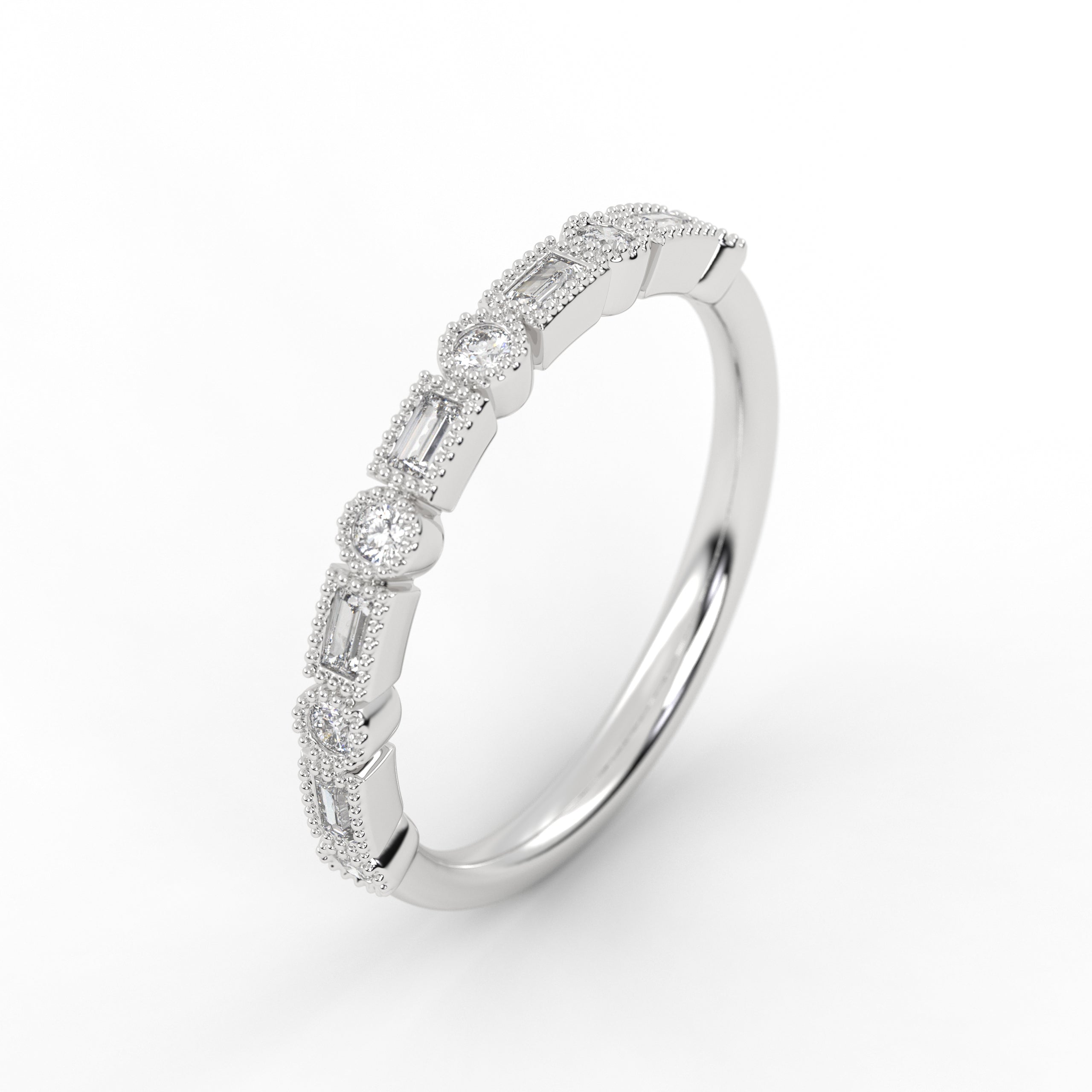 14K Solid Gold Mix Shape Lab Grown Diamond Wedding Band