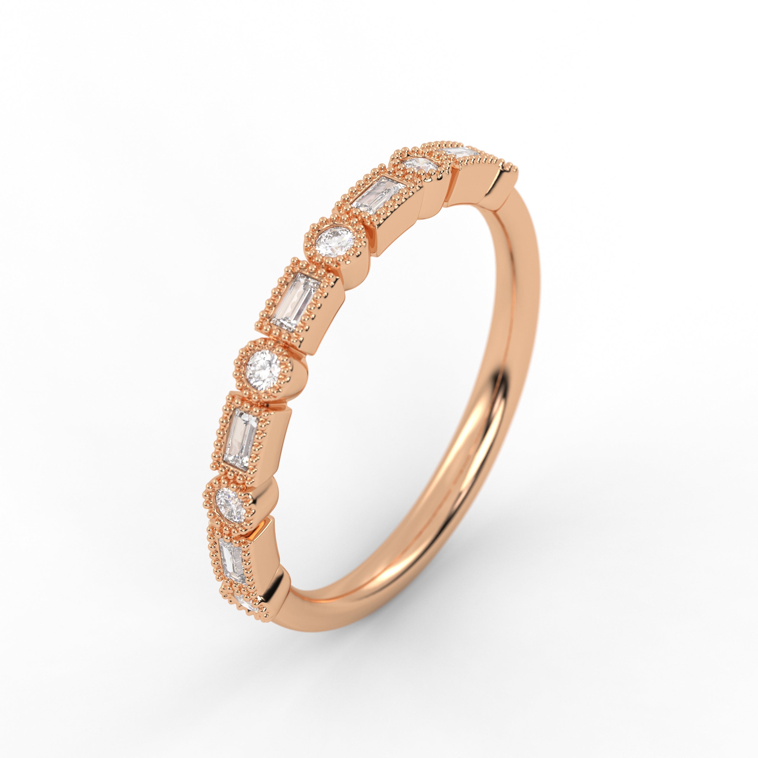 14K Solid Gold Mix Shape Lab Grown Diamond Wedding Band
