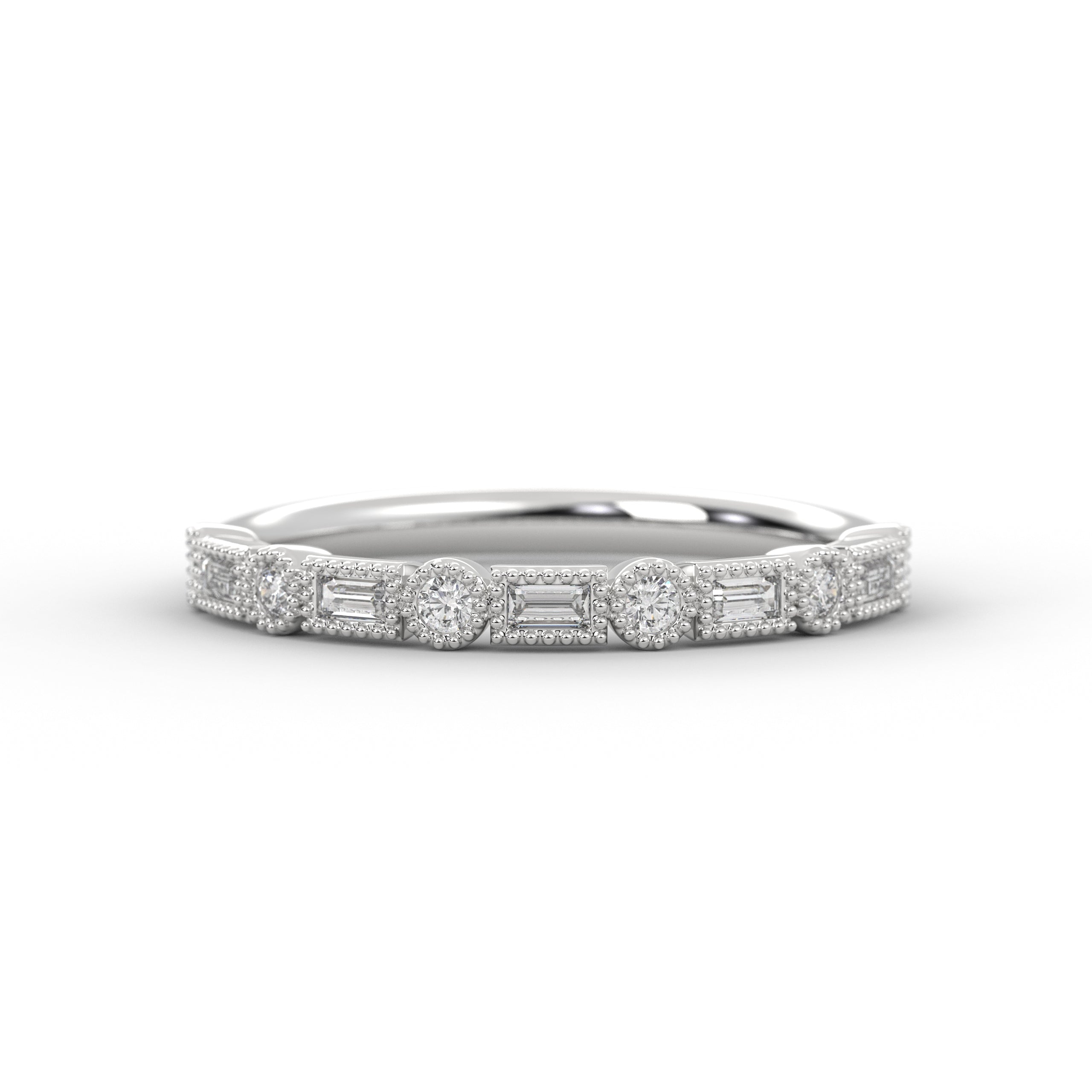 14K Solid Gold Mix Shape Lab Grown Diamond Wedding Band